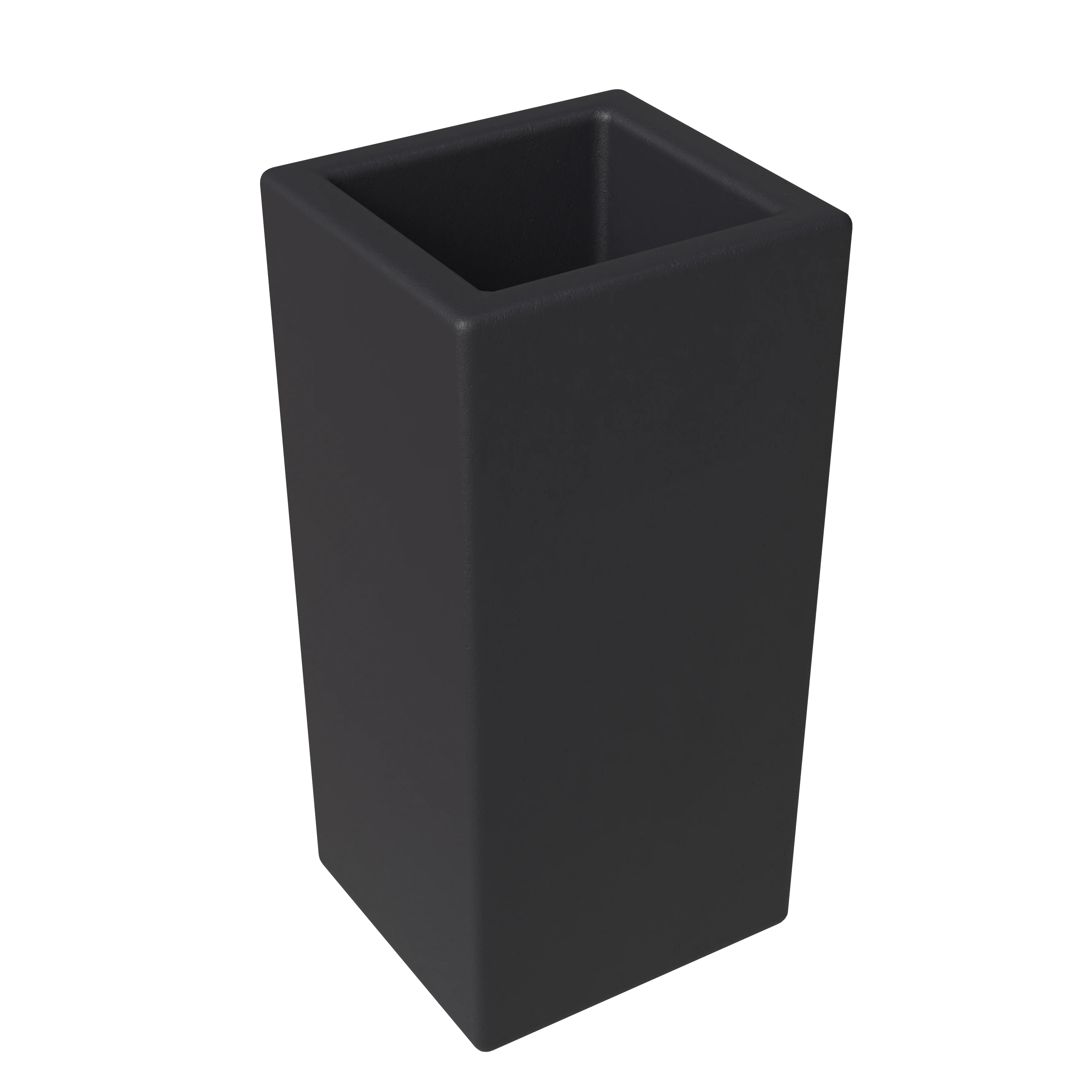 Terra Series Poly Stone Planter in Black 10.2" x 10.2" 23.6" High