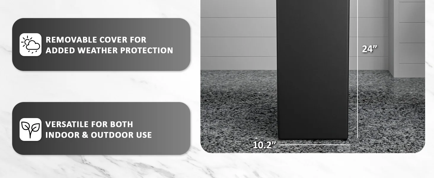 Terra Series Poly Stone Planter in Black 10.2" x 10.2" 23.6" High