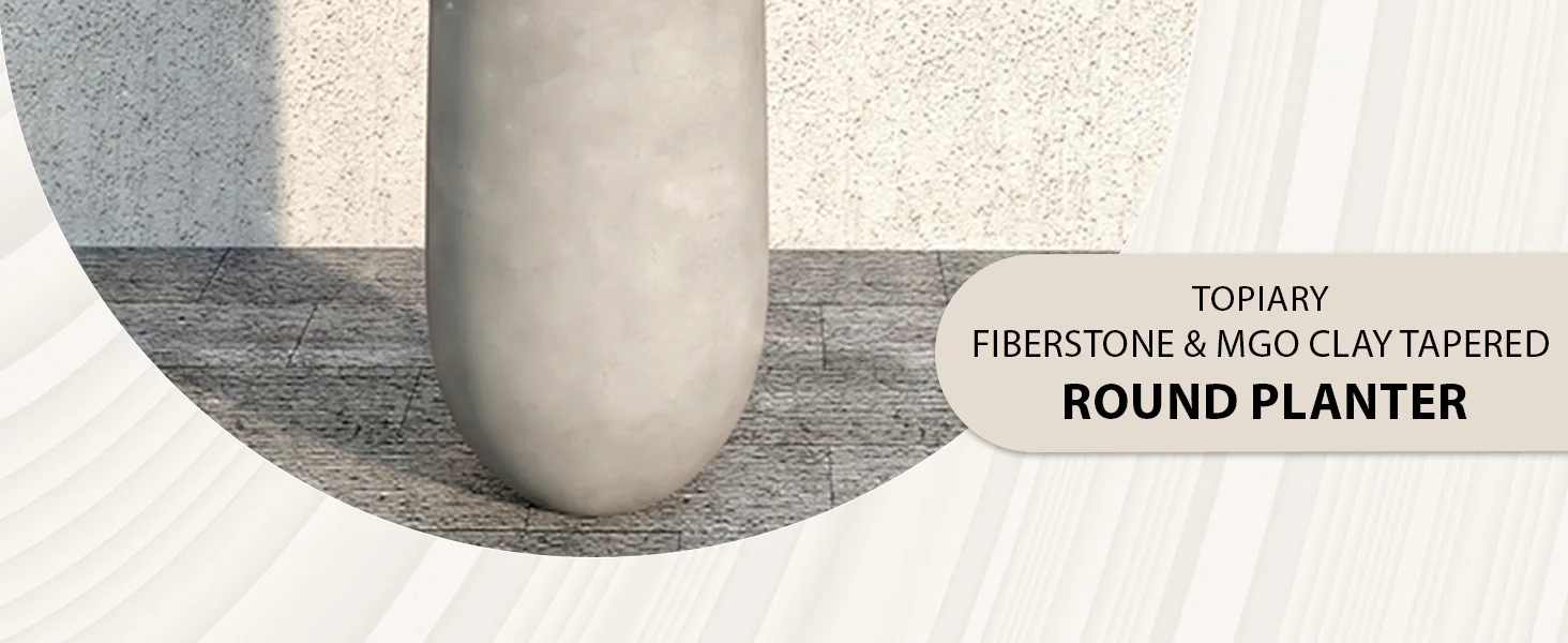 Topiary Series Poly Stone Planter in Dark Grey 11.4 Dia, 23.6 High