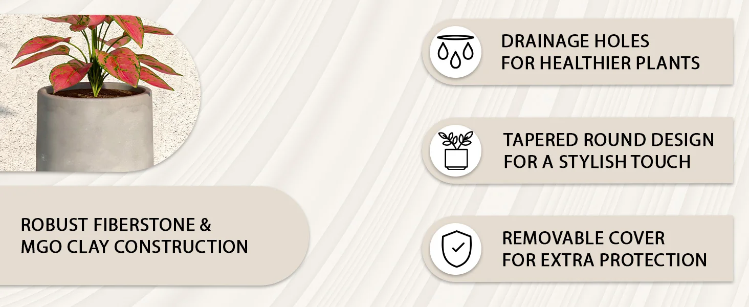 Topiary Series Poly Stone Planter in Dark Grey 11.4 Dia, 23.6 High