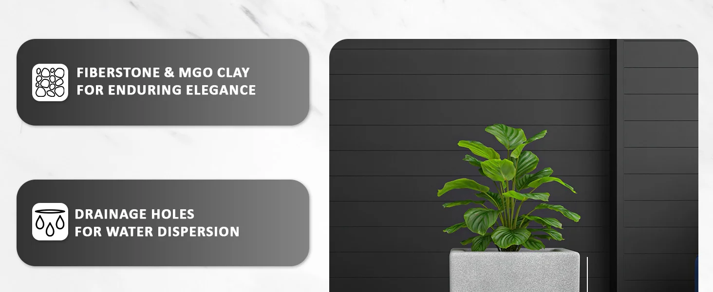 Terra Series Poly Stone Planter in Aged Concrete 13" x 13" 27.6" High