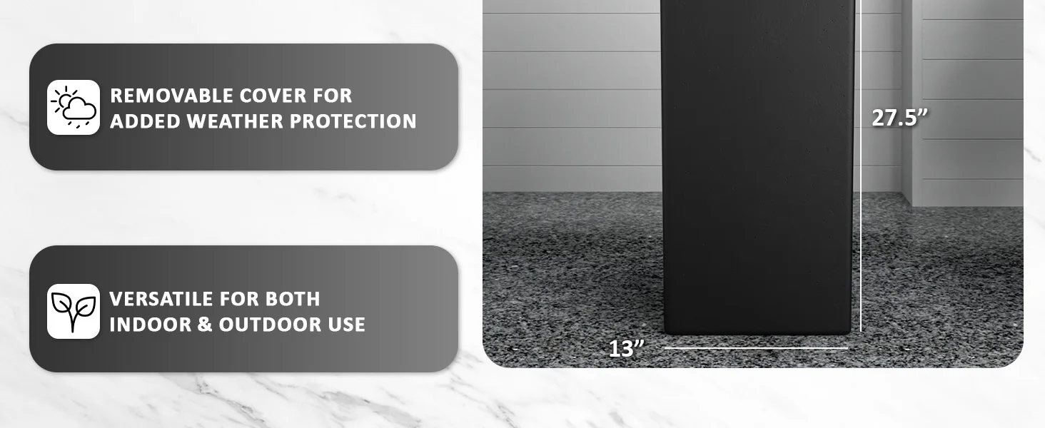 Terra Series Poly Stone Planter in Black 13" x 13" 27.6" High