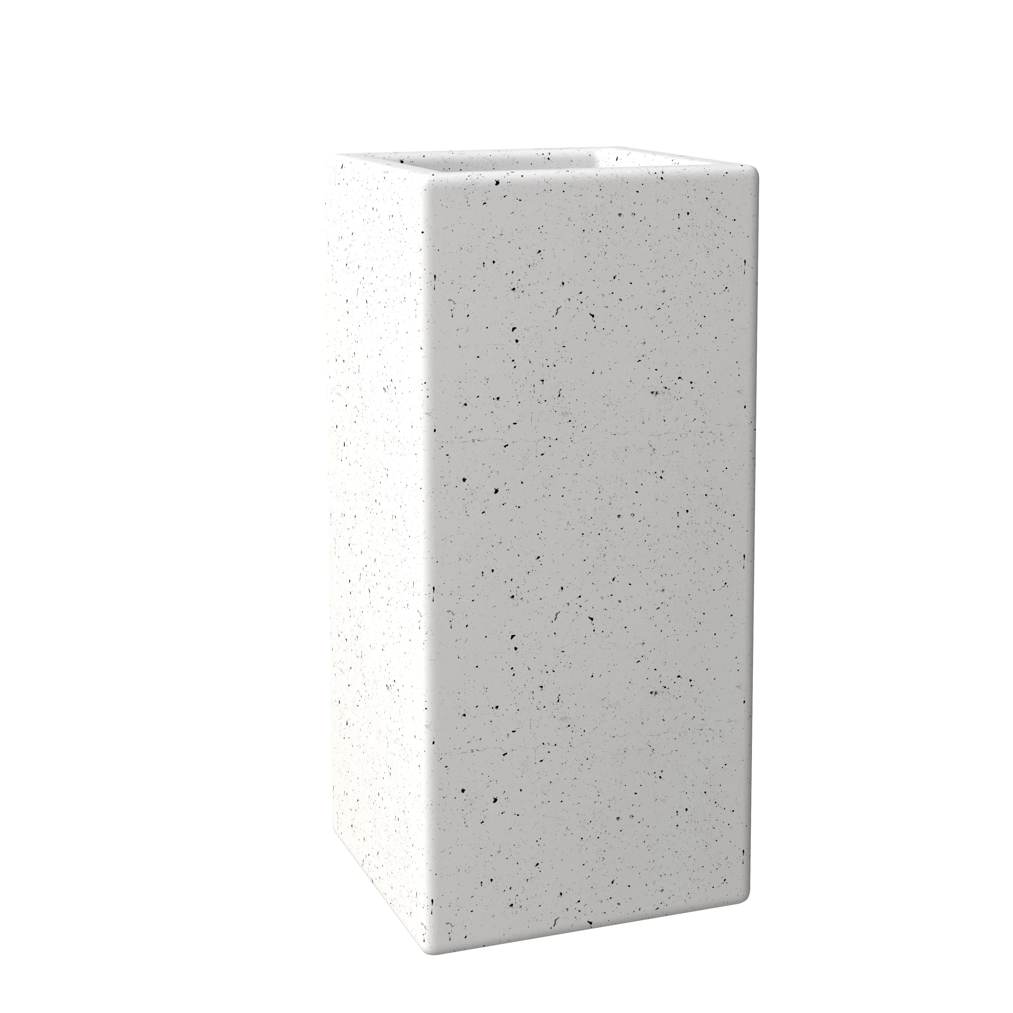 Terra Series Poly Stone Planter in Dotted White 13" x 13" 27.6" High