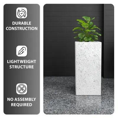 Terra Series Poly Stone Planter in Dotted White 13" x 13" 27.6" High