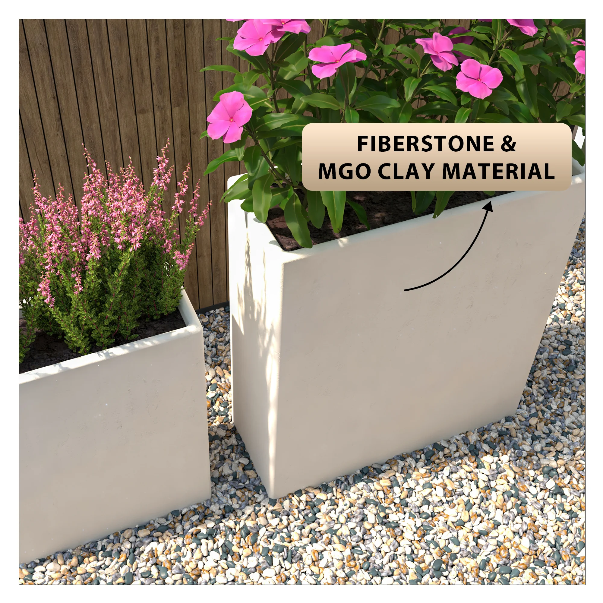 Thistle Series Poly Stone Planter Set in White