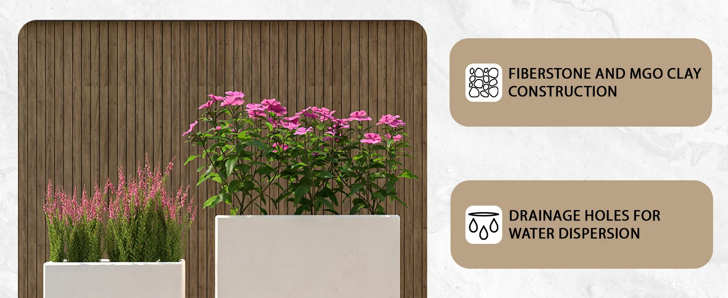 Thistle Series Poly Stone Planter Set in White