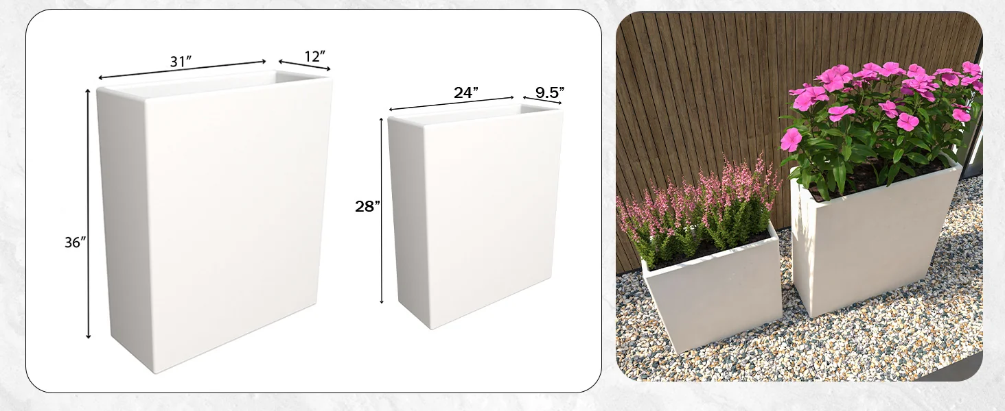 Thistle Series Poly Stone Planter Set in White
