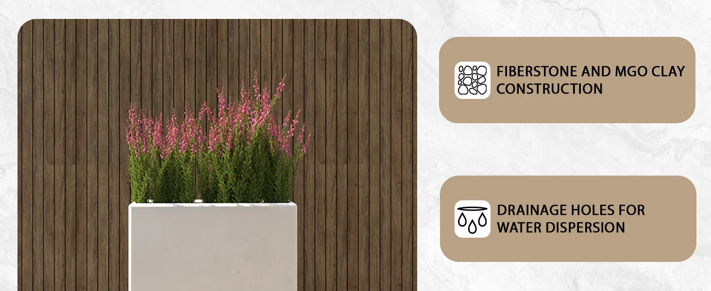 Thistle Series Poly Stone Planter in White 15" Dia 8" high