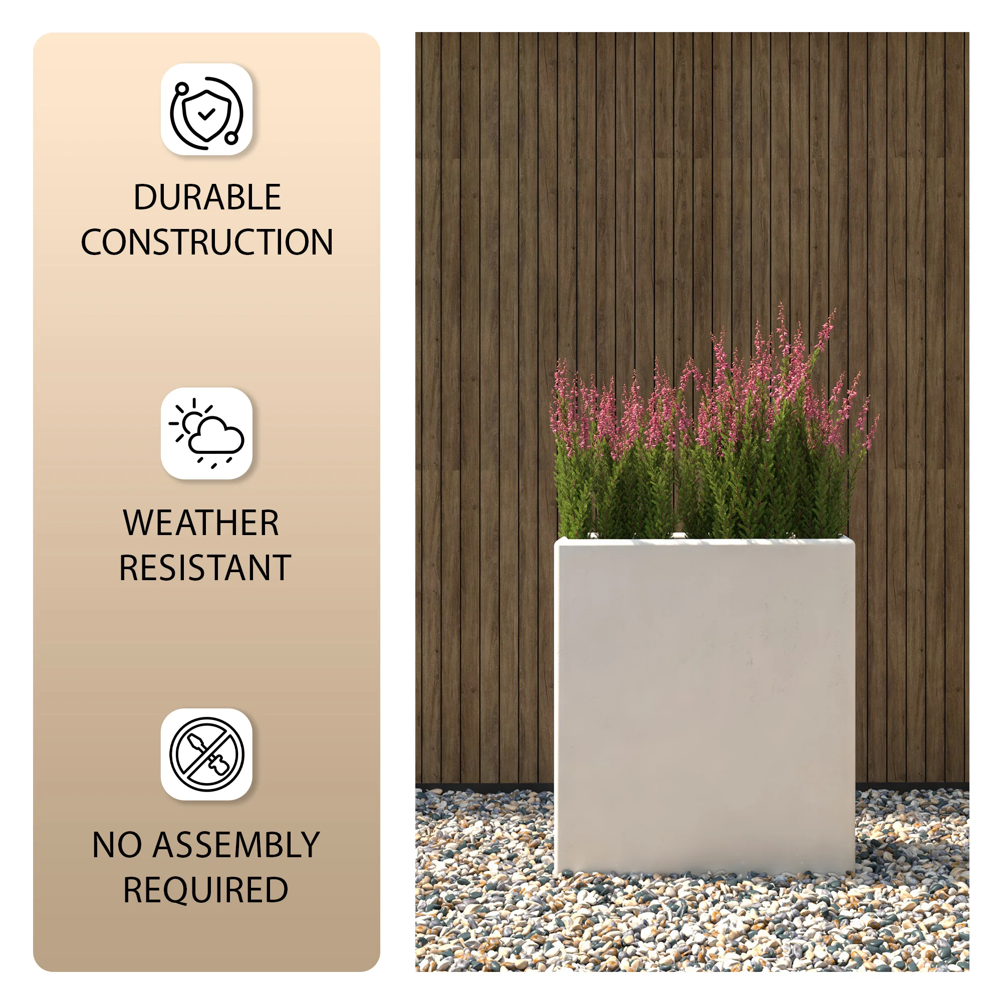 Thistle Series Poly Stone Planter in White 15" Dia 8" high