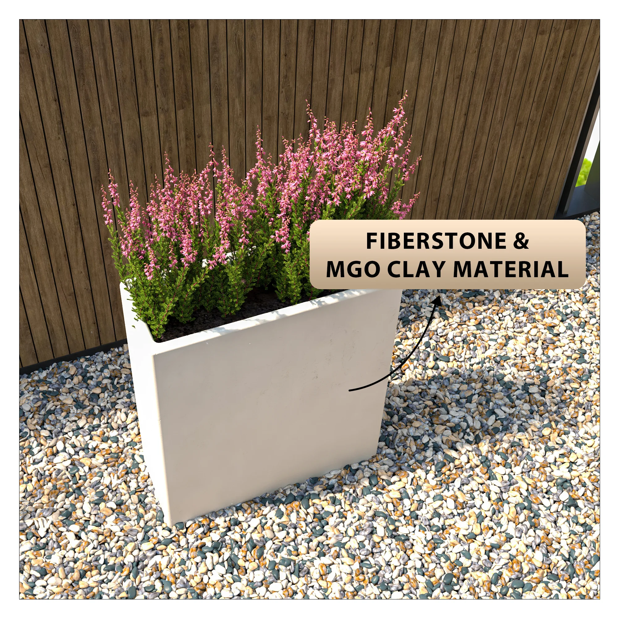 Thistle Series Poly Stone Planter in White 15" Dia 8" high