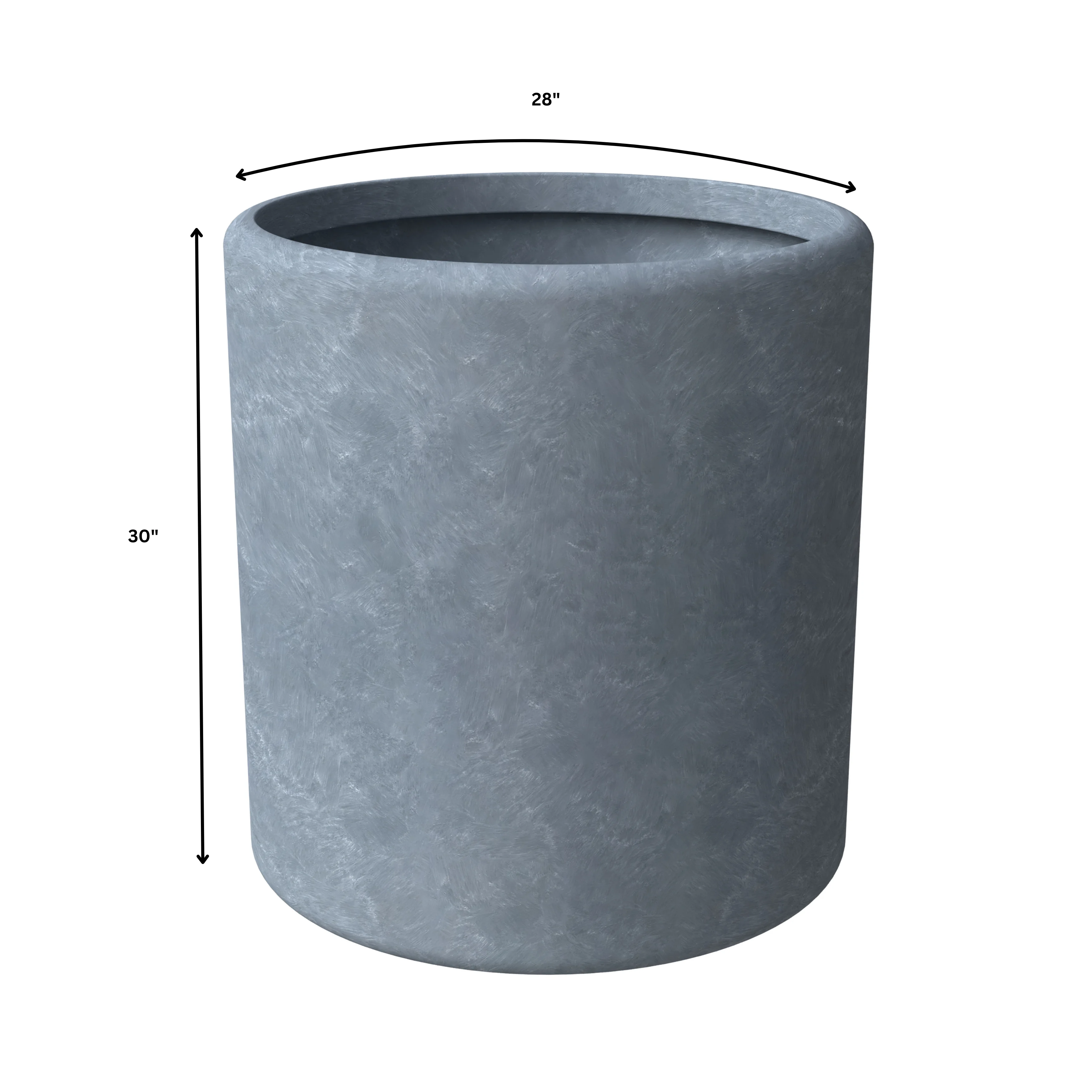 Tundra Series Poly Stone cylindrical Shape Planter in Aged Concrete 28" Dia, 30" High