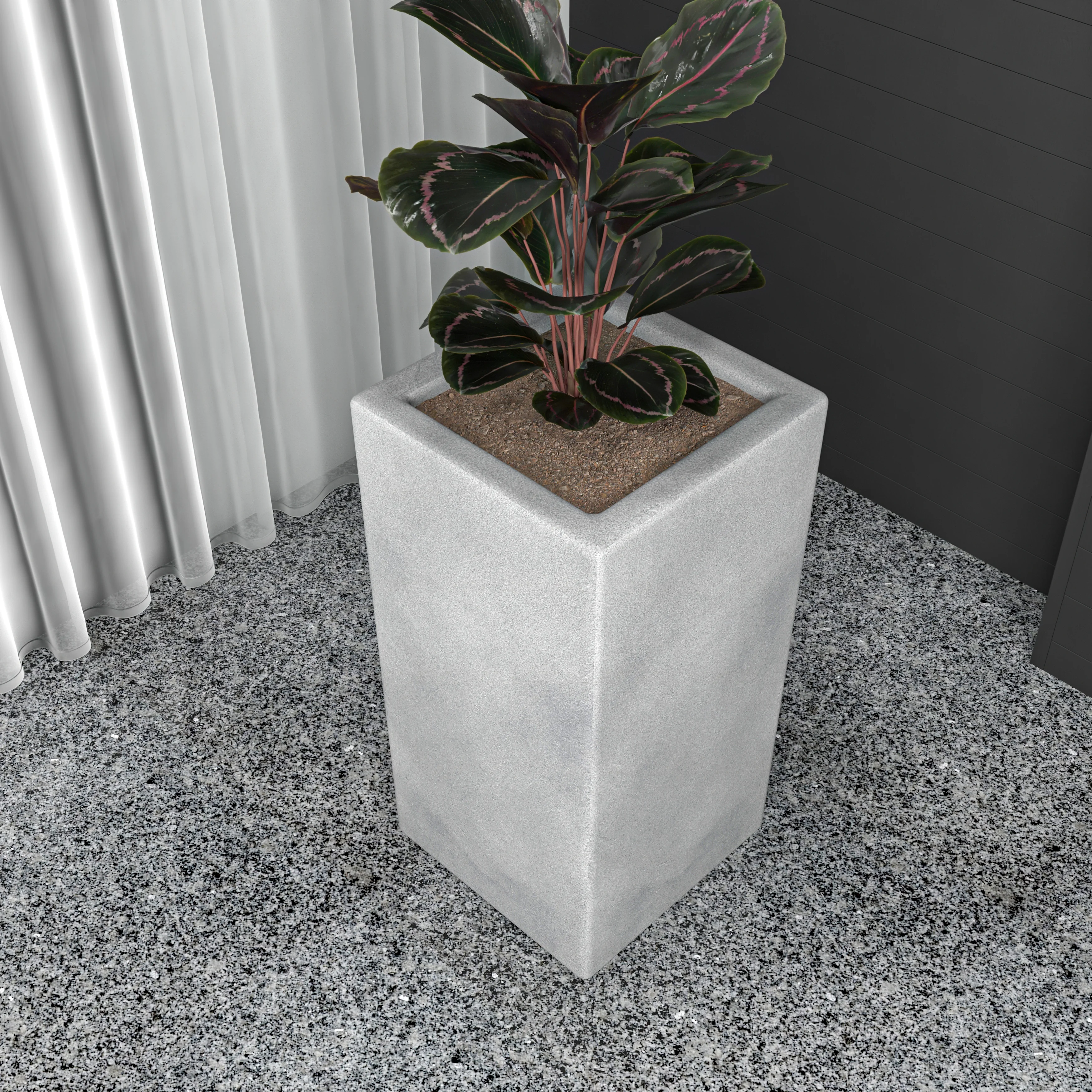 Terra Series Poly Stone Planter in Aged Concrete 15" x 15" 31.5" High