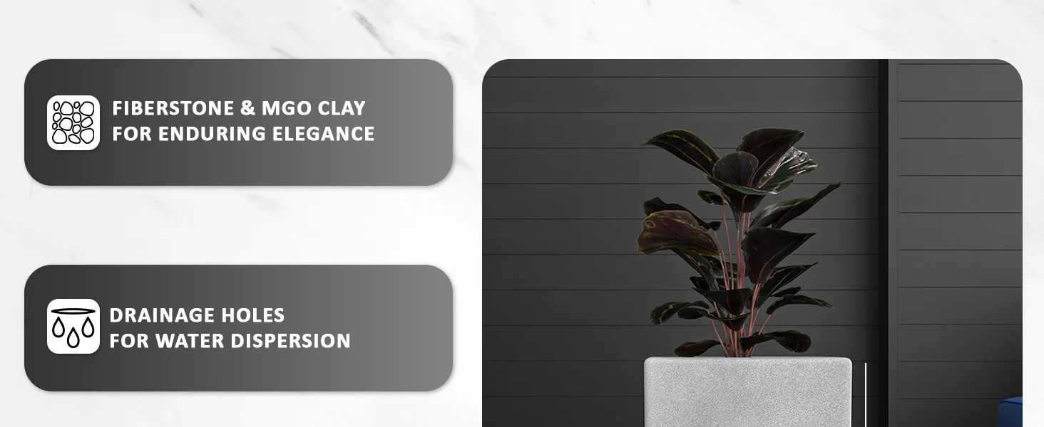 Terra Series Poly Stone Planter in Aged Concrete 15" x 15" 31.5" High