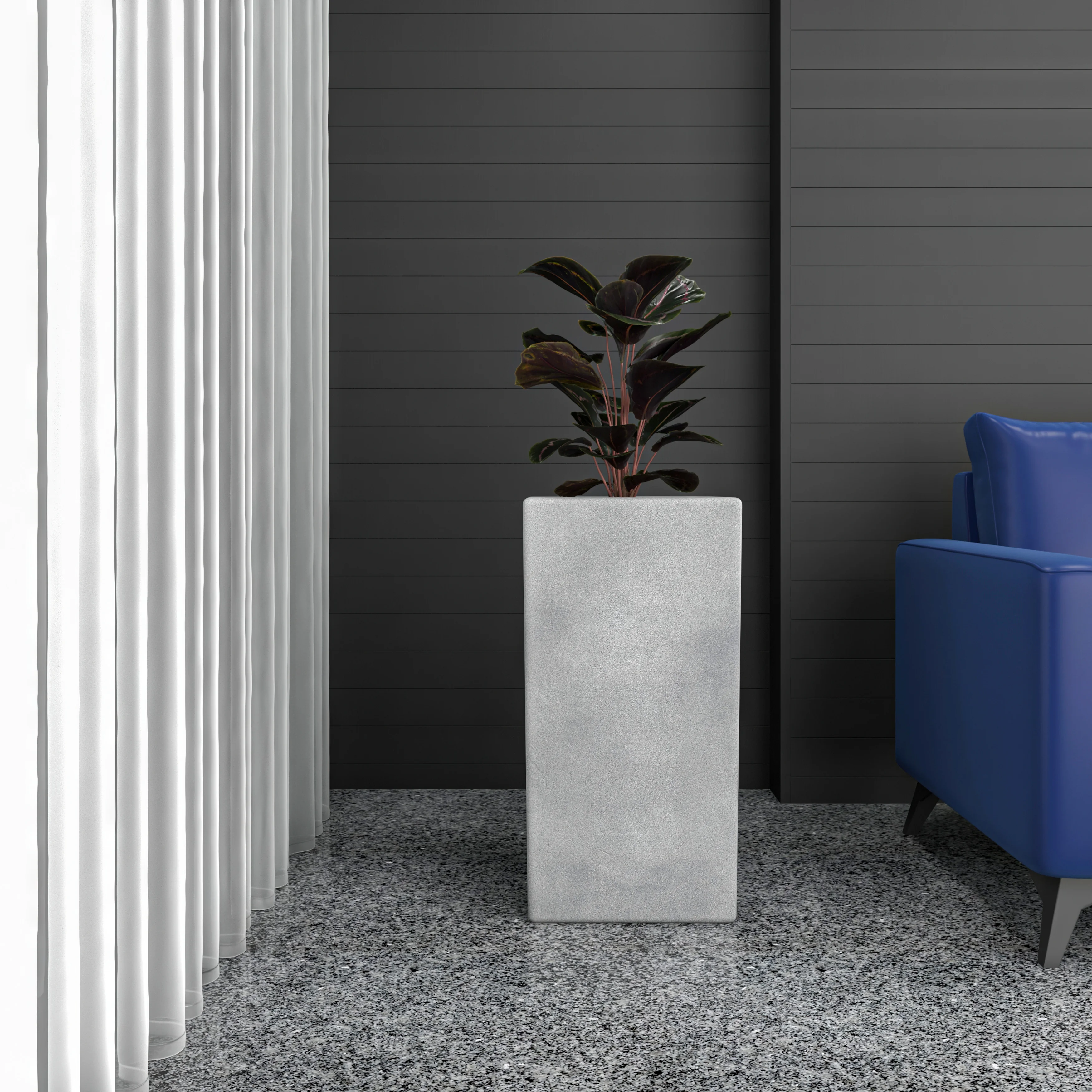 Terra Series Poly Stone Planter in Aged Concrete 15" x 15" 31.5" High