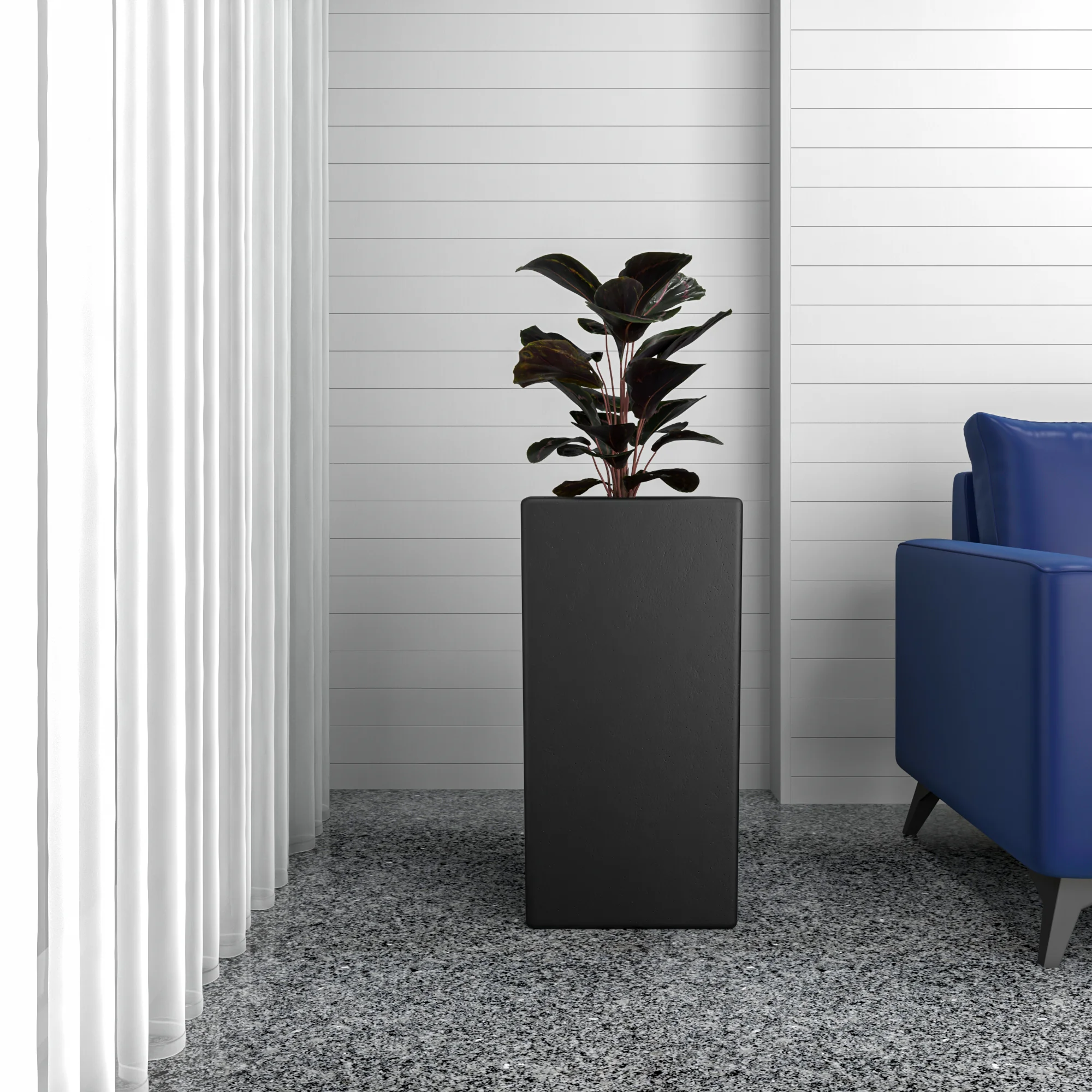 Terra Series Poly Stone Planter in Black 15" x 15" 31.5" High