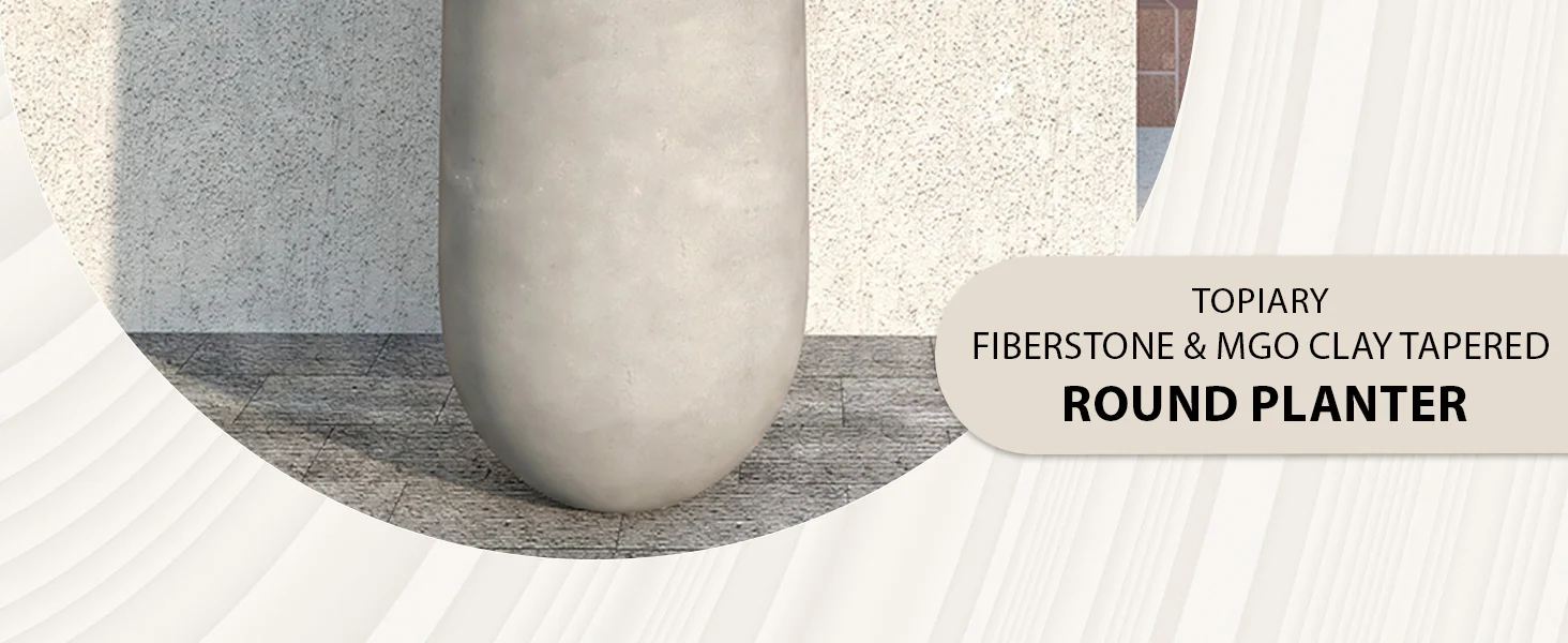 Topiary Series Poly Stone Planter in Dark Grey 16 Dia, 31.5 High