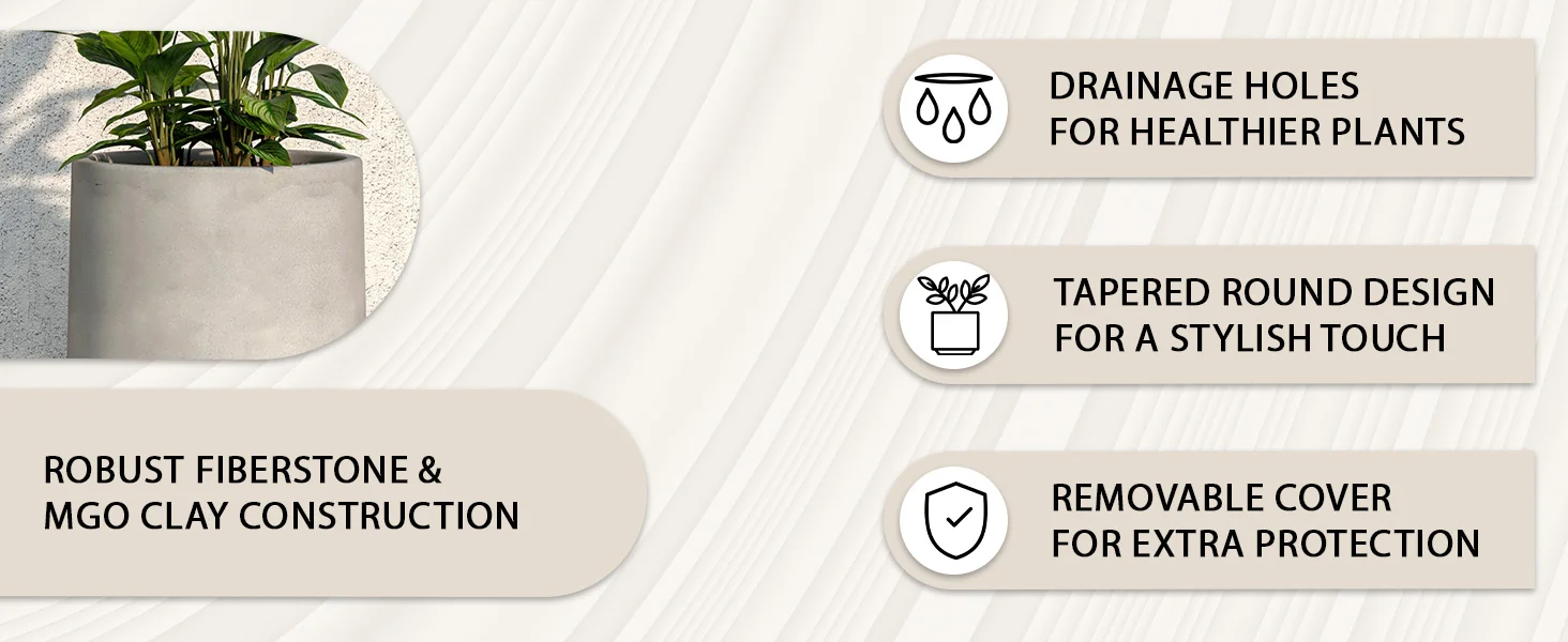 Topiary Series Poly Stone Planter in Dark Grey 16 Dia, 31.5 High