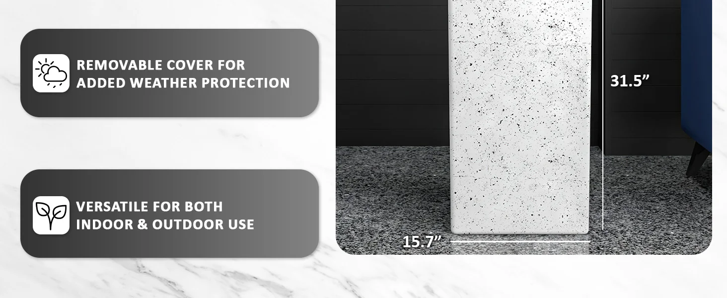 Terra Series Poly Stone Planter in Dotted White 15" x 15" 31.5" High