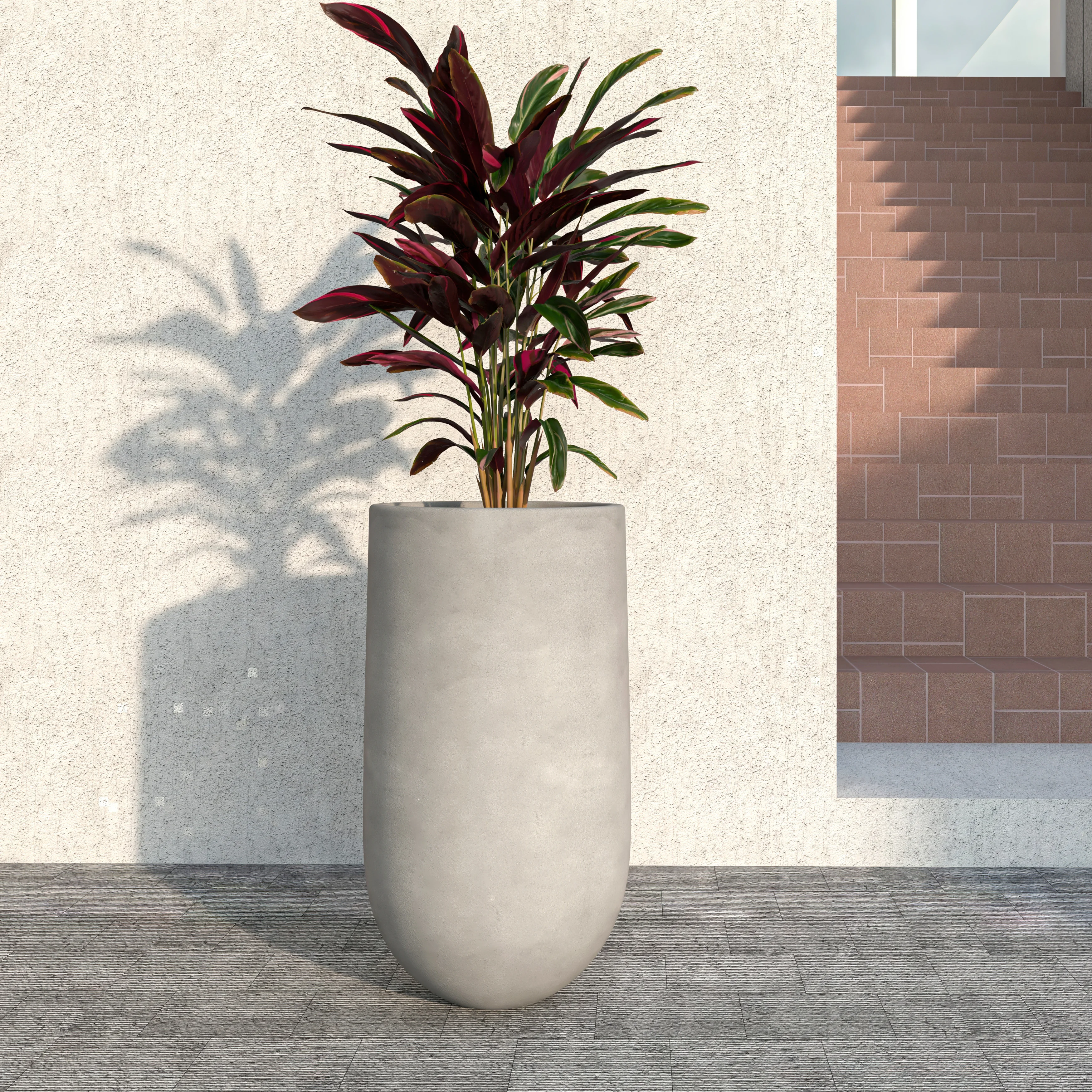Topiary Series Poly Stone Planter in Dark Grey 18.7 Dia, 35.4 High