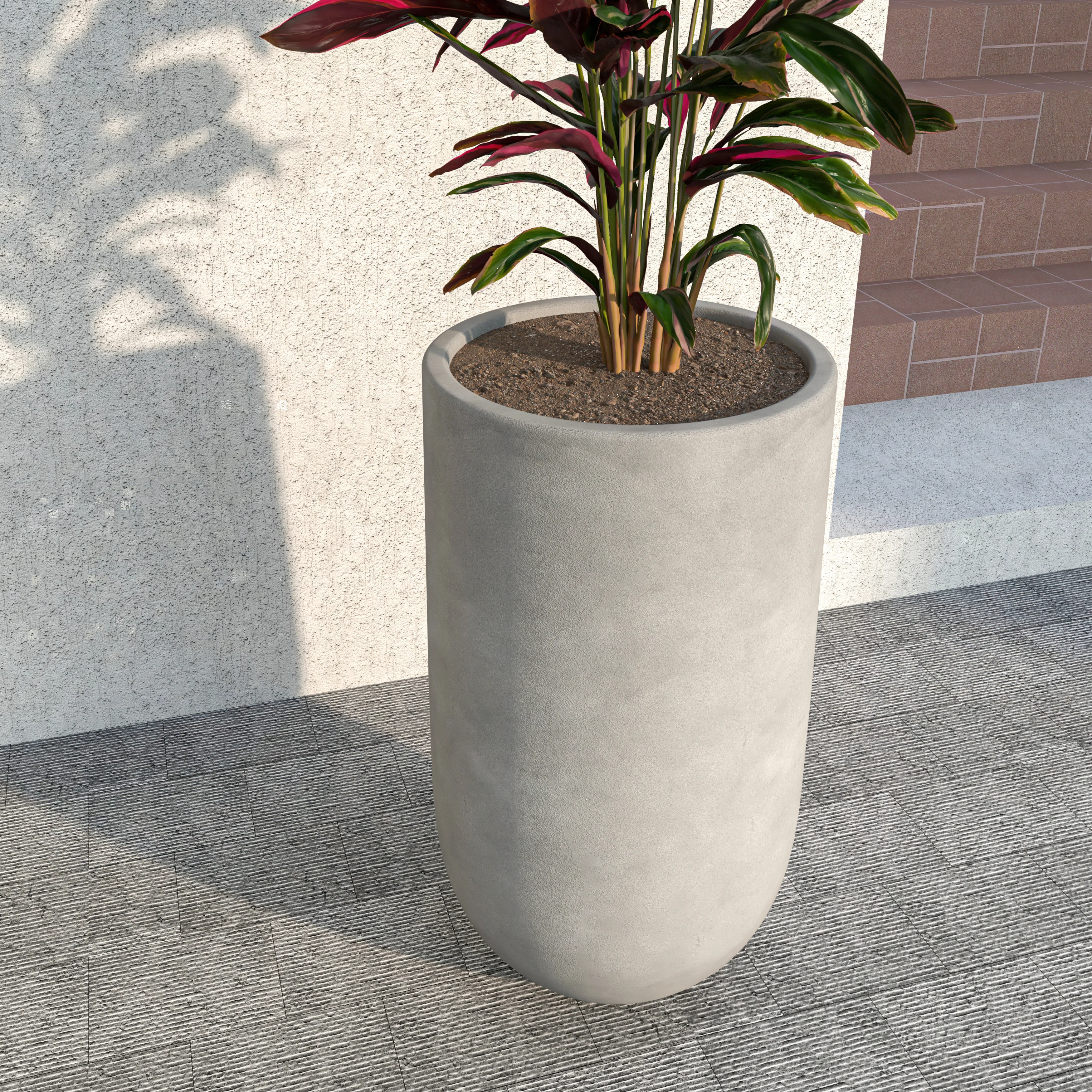 Topiary Series Poly Stone Planter in Dark Grey 18.7 Dia, 35.4 High