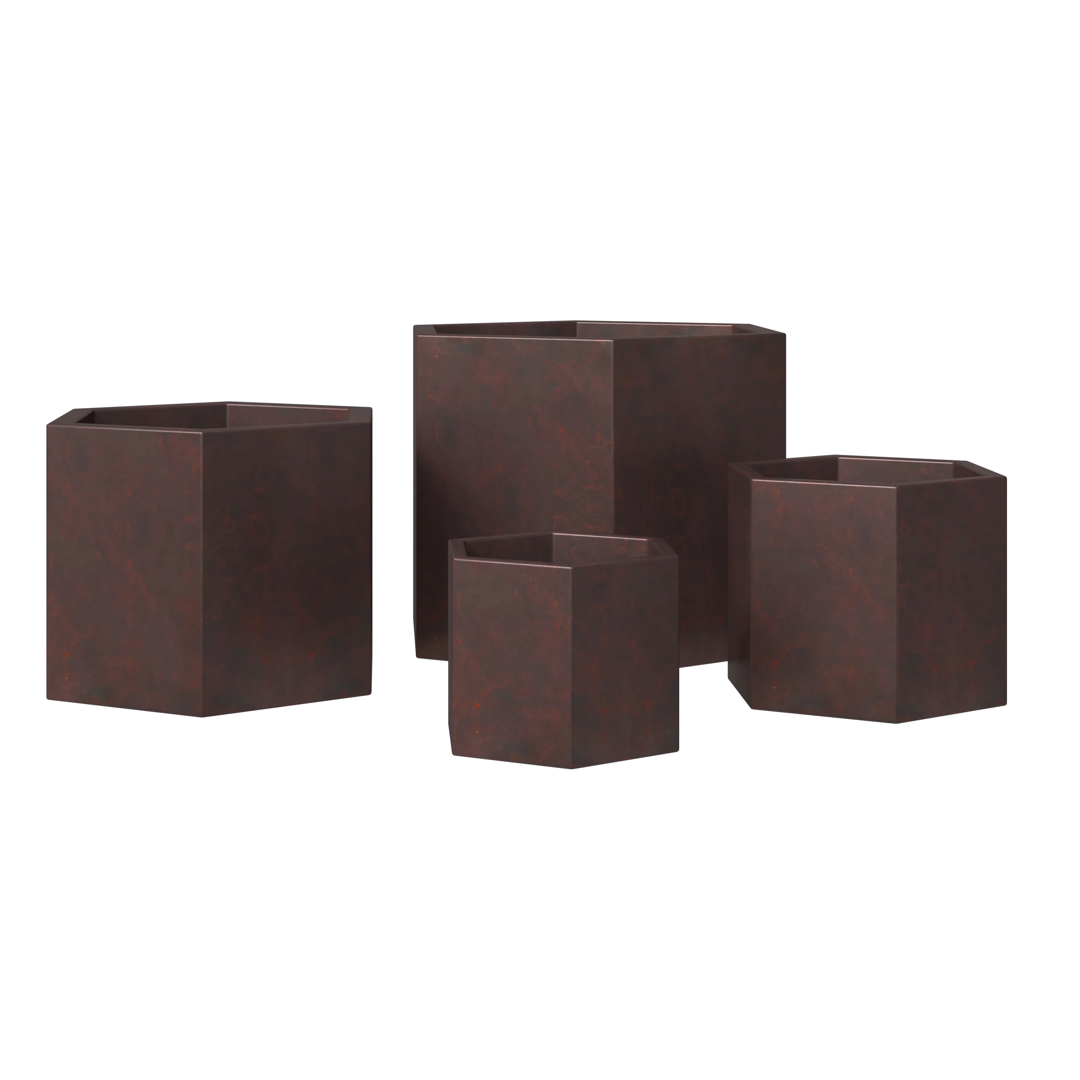 Thicket 4-Piece Fiberstone Planter in Brown