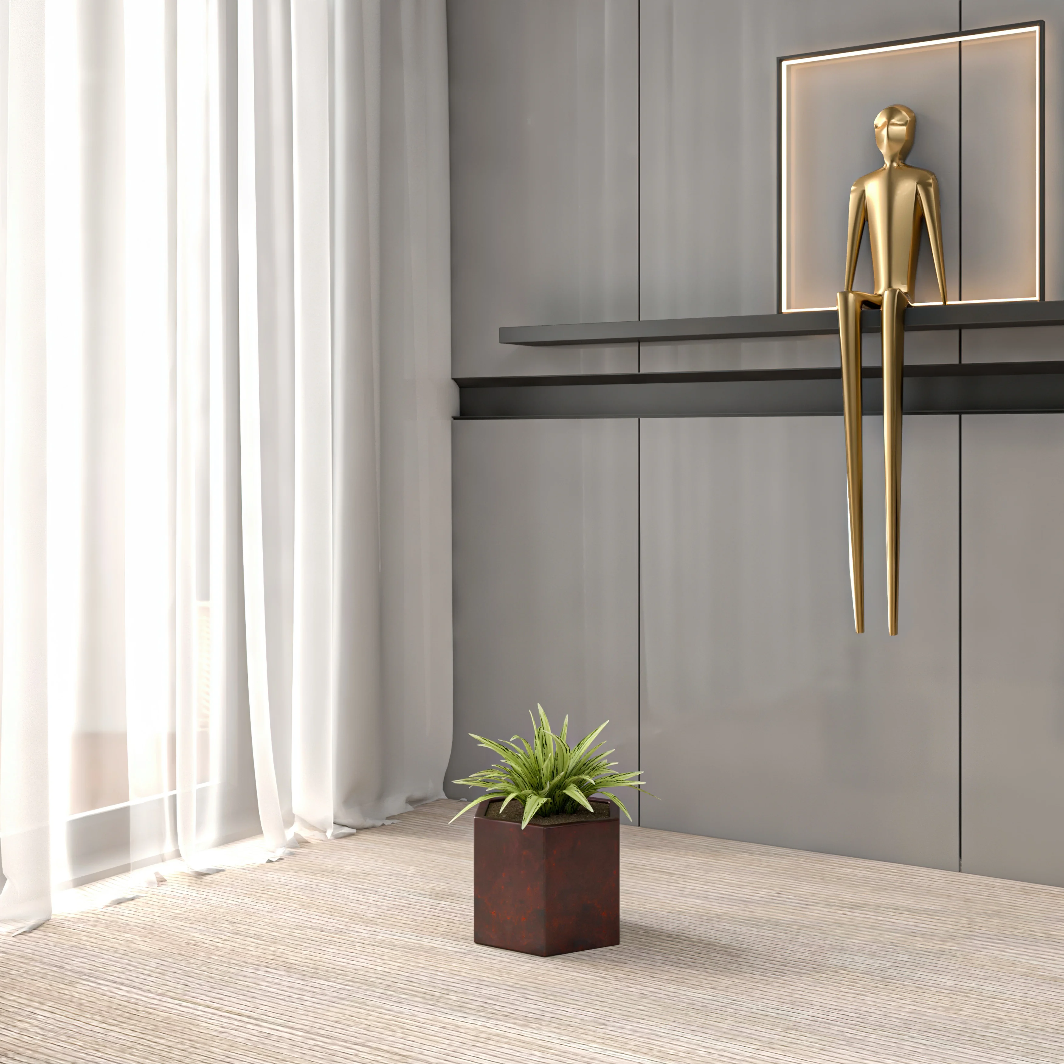 Thicket Series Poly Stone Planter in Brown 7 High