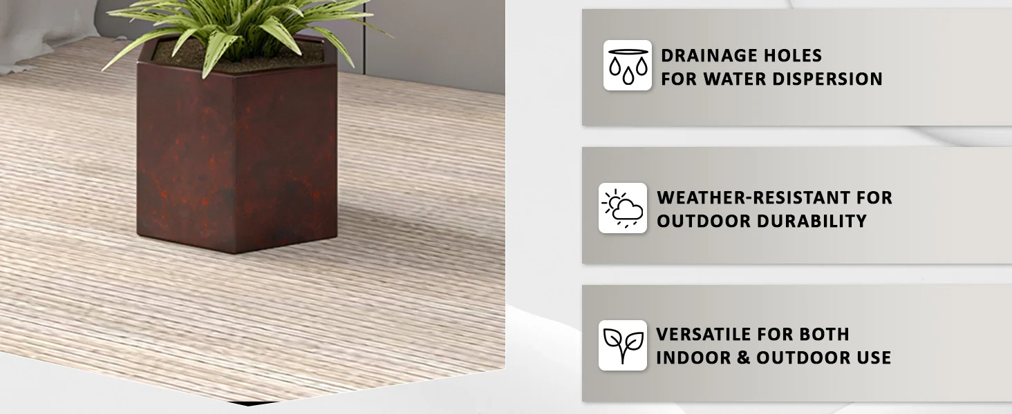 Thicket Series Poly Stone Planter in Brown 7 High