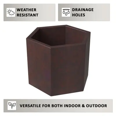 Thicket Series Poly Stone Planter in Brown 7 High
