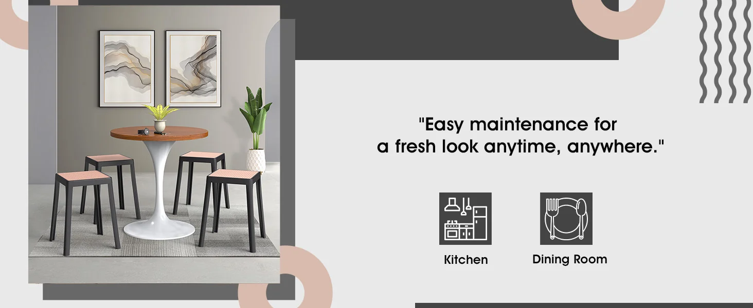 Tresse Series Stackable Poly Stool With Wicker Top 12 in Black