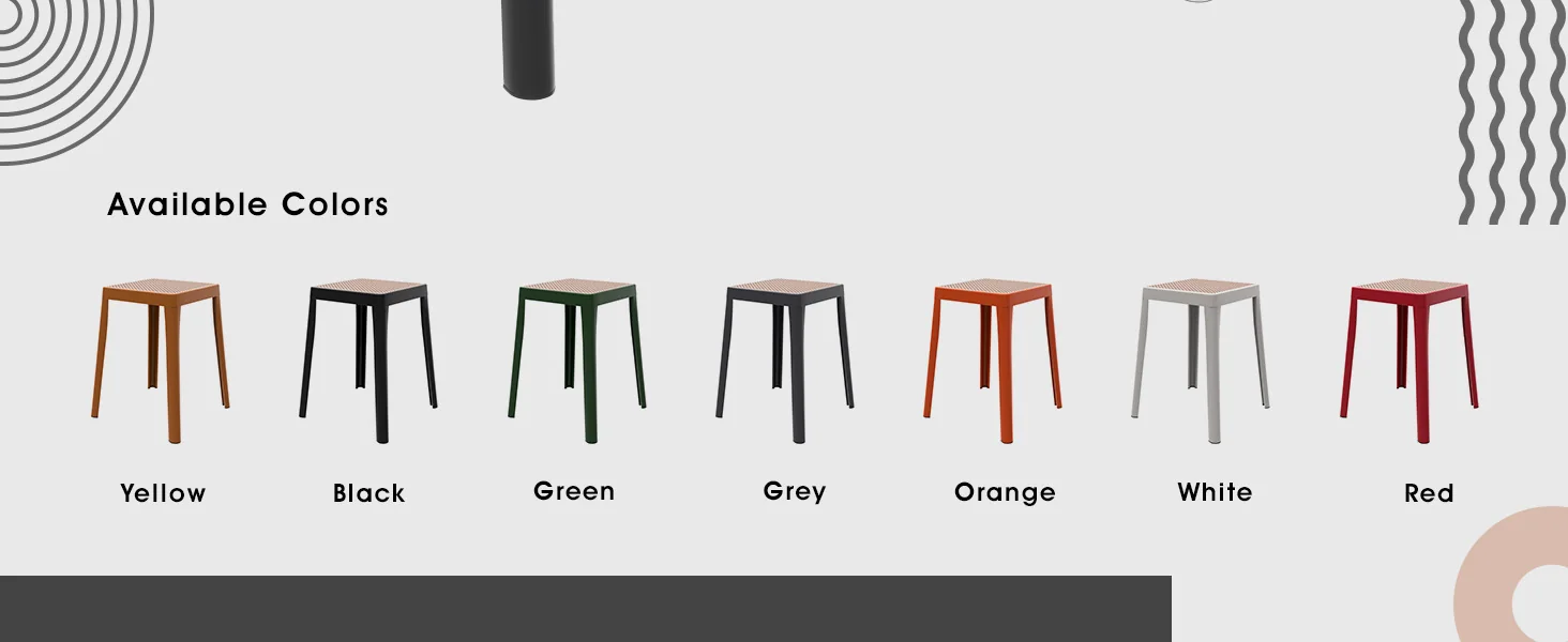 Tresse Series Stackable Poly Stool With Wicker Top 12 in Black