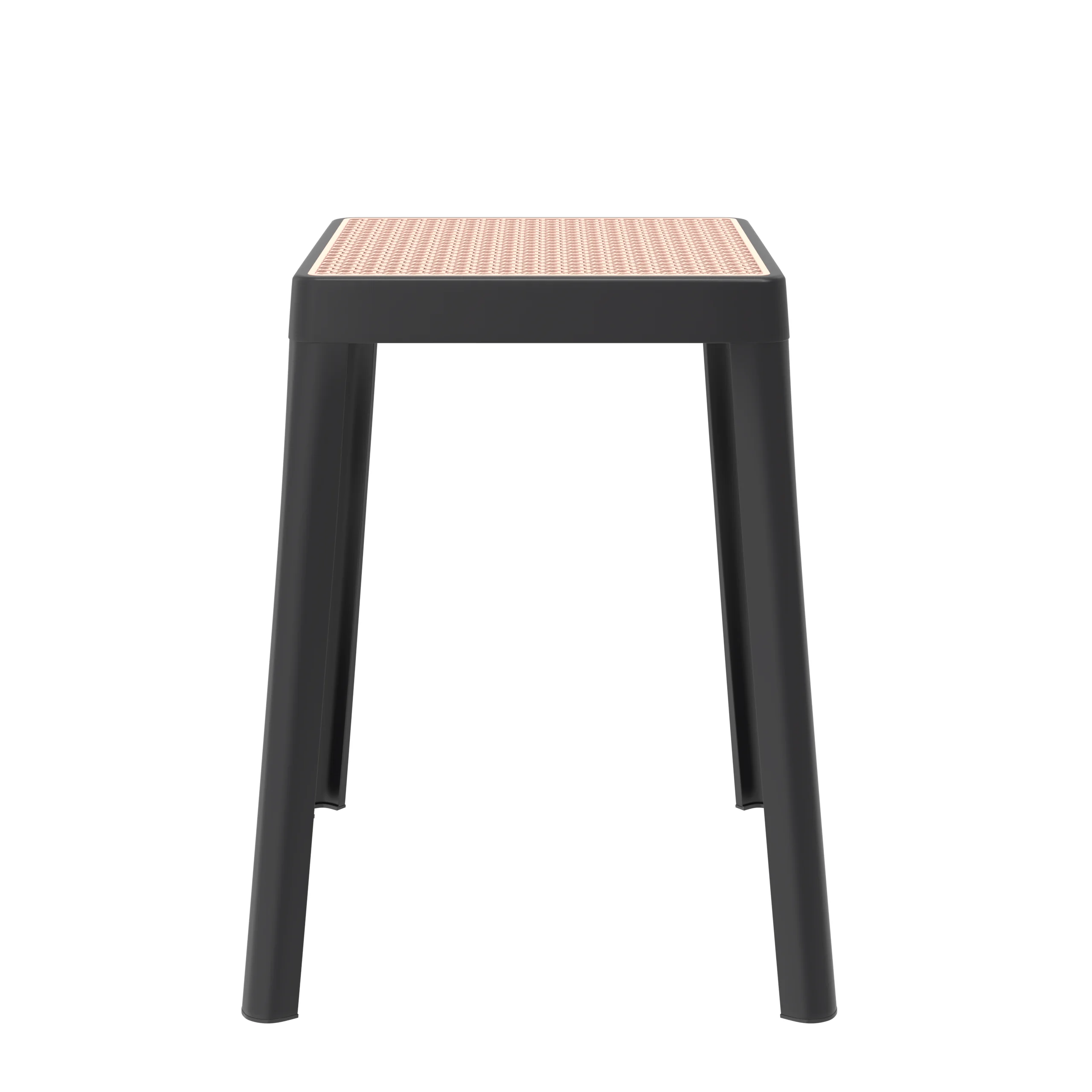 Tresse Series Stackable Poly Stool With Wicker Top 12 in Black