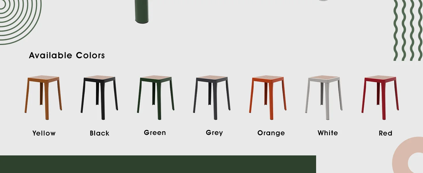 Tresse Series Stackable Poly Stool With Wicker Top 12 in Green