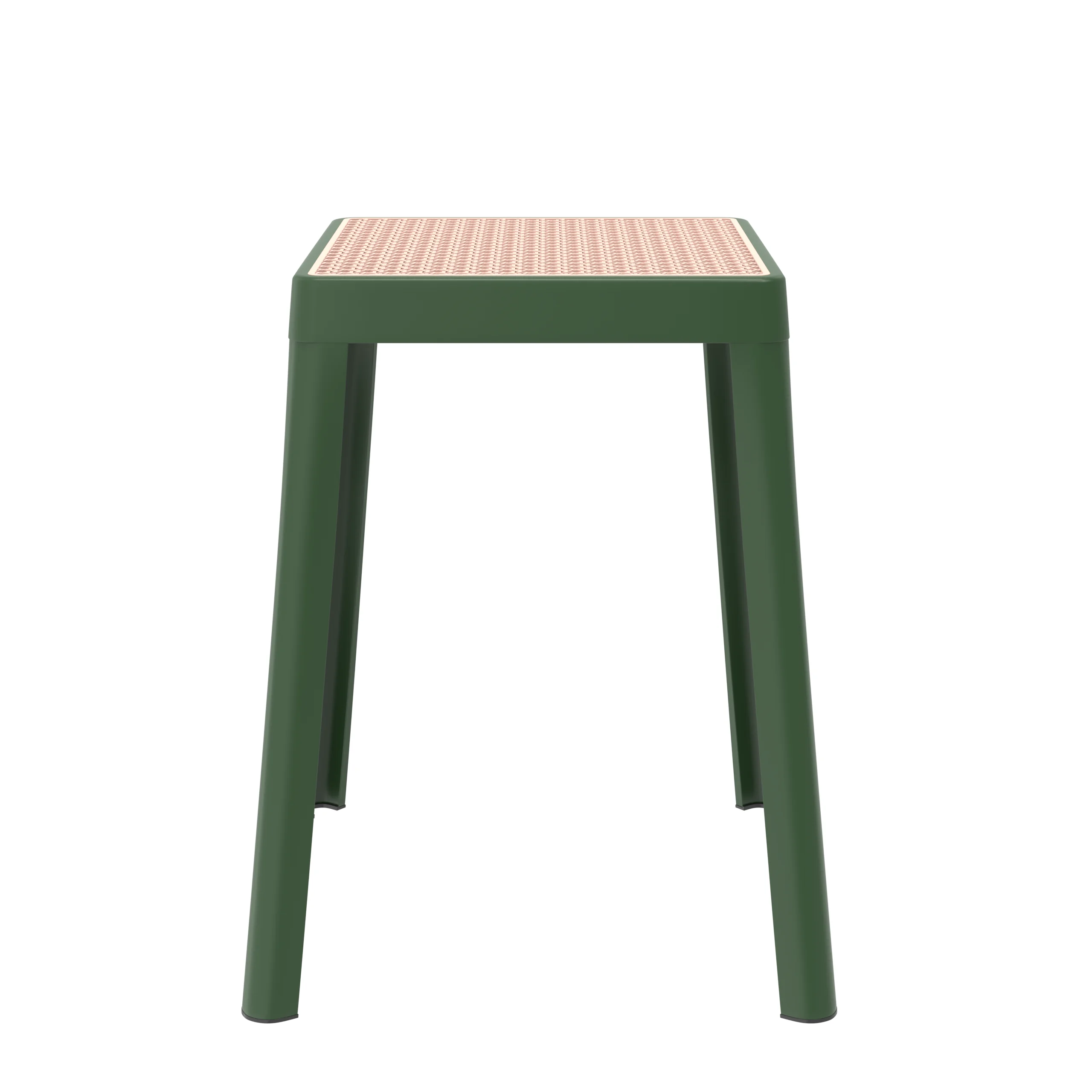 Tresse Series Stackable Poly Stool With Wicker Top 12 in Green