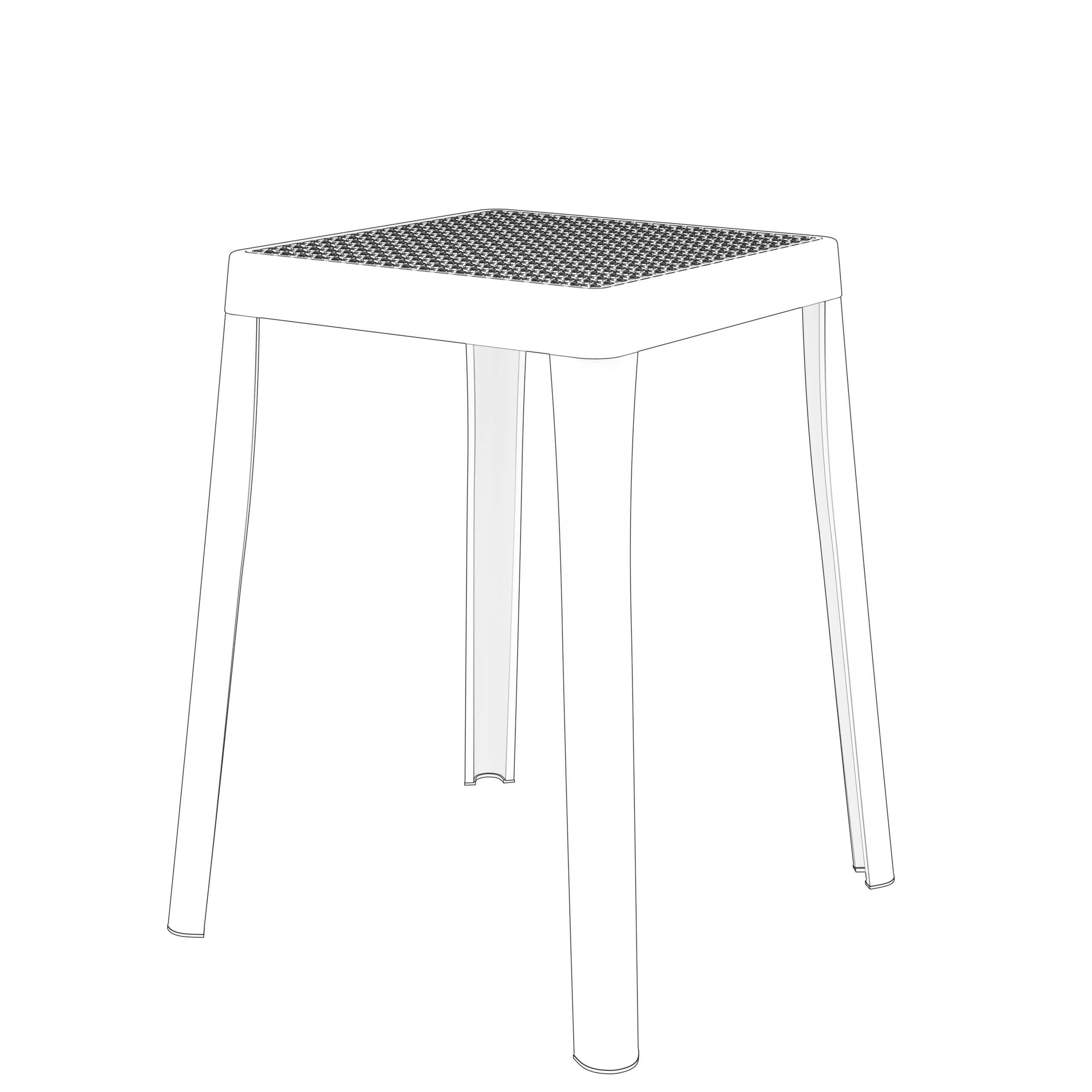 Tresse Series Stackable Poly Stool With Wicker Top 12 in Grey