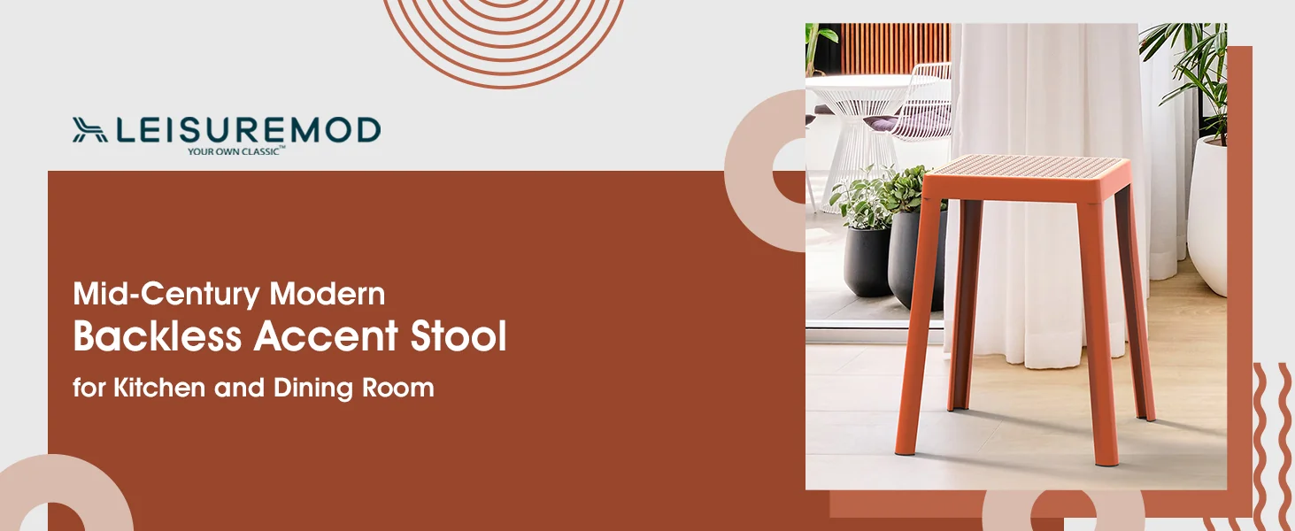 Tresse Series Stackable Poly Stool With Wicker Top 12 in Orange