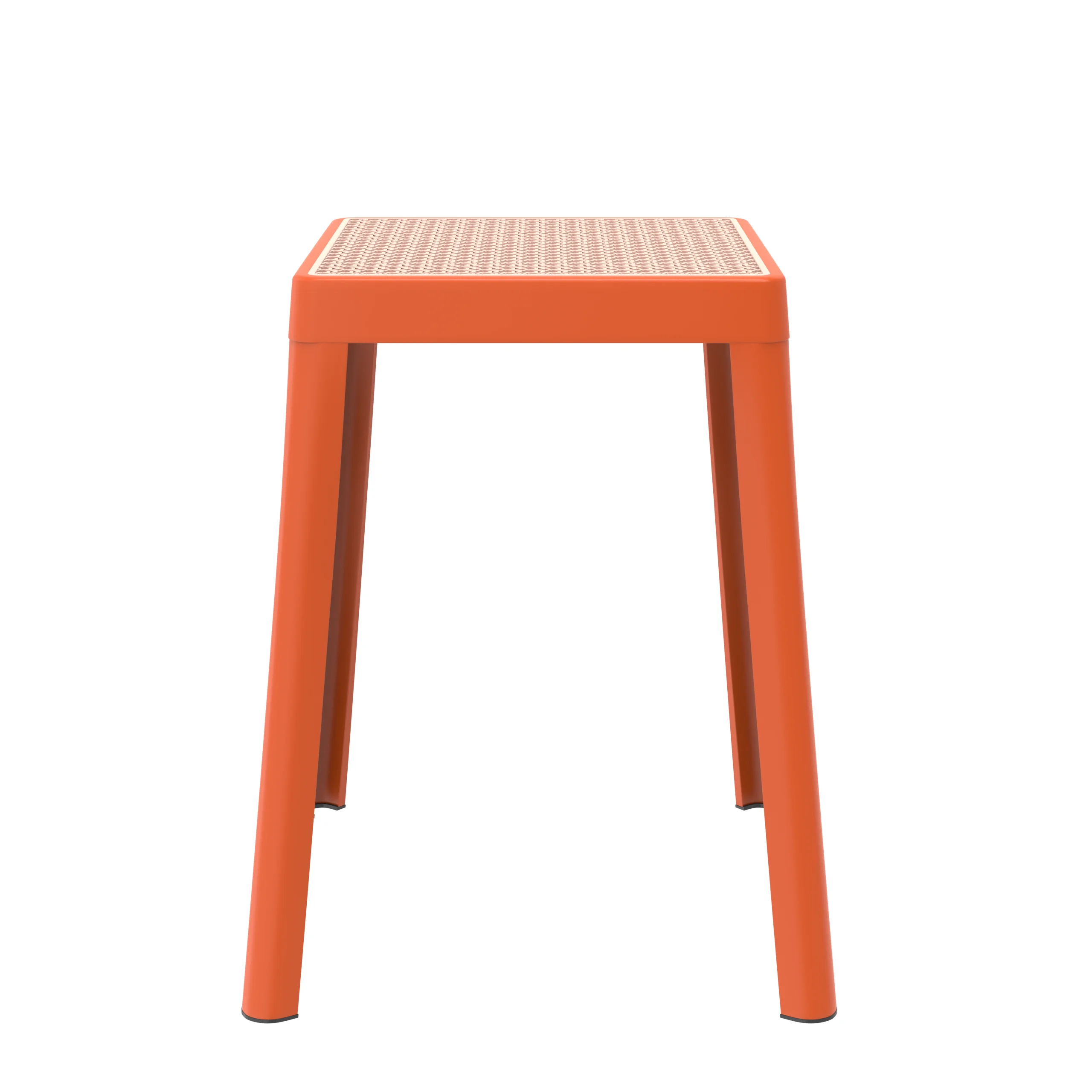 Tresse Series Stackable Poly Stool With Wicker Top 12 in Orange