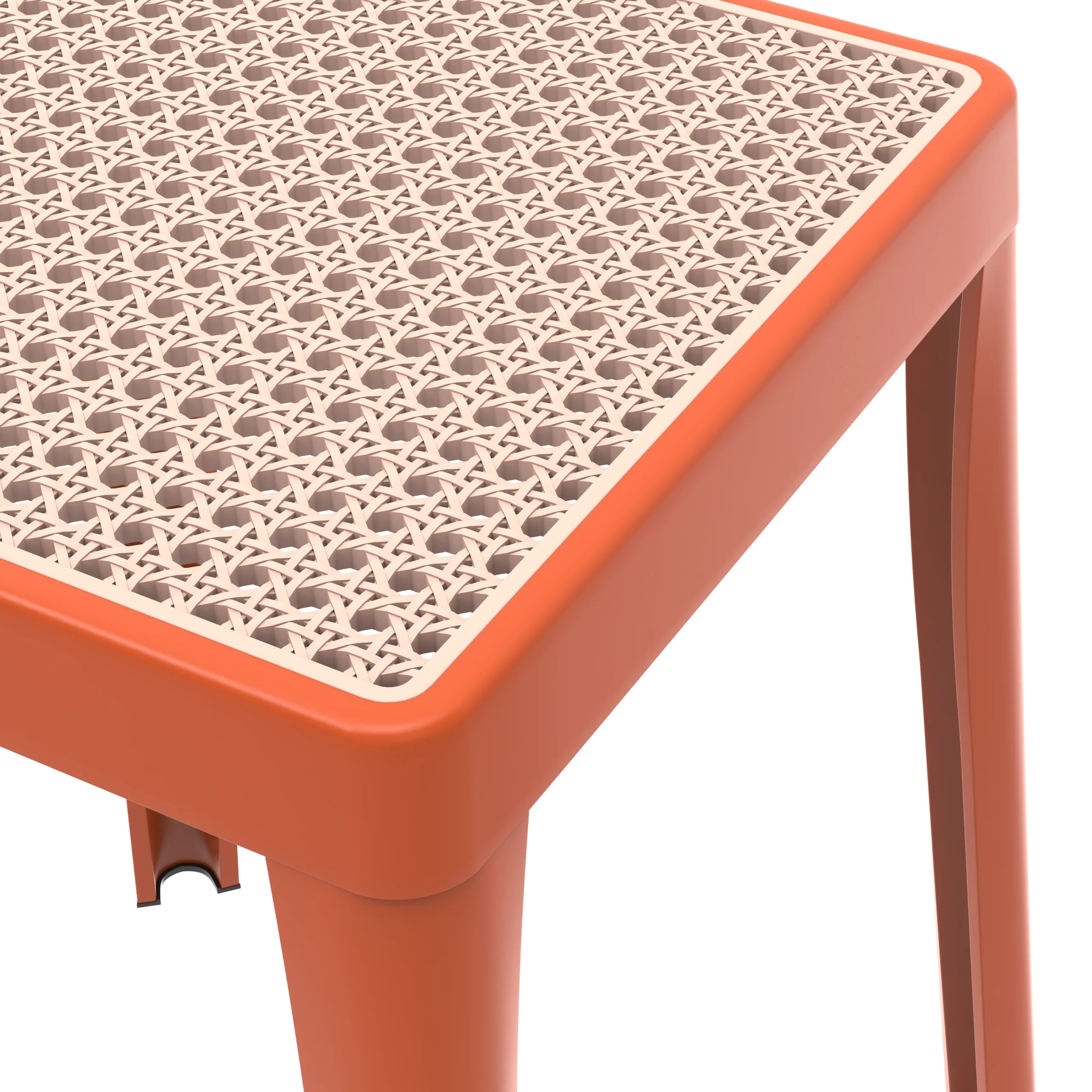 Tresse Series Stackable Poly Stool With Wicker Top 12 in Orange