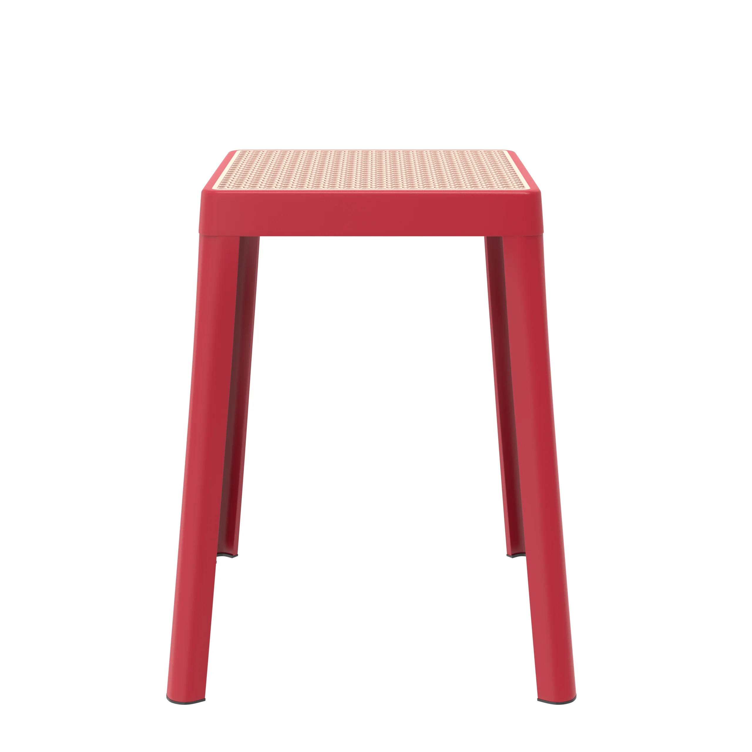 Tresse Series Stackable Poly Stool With Wicker Top 12 in Red