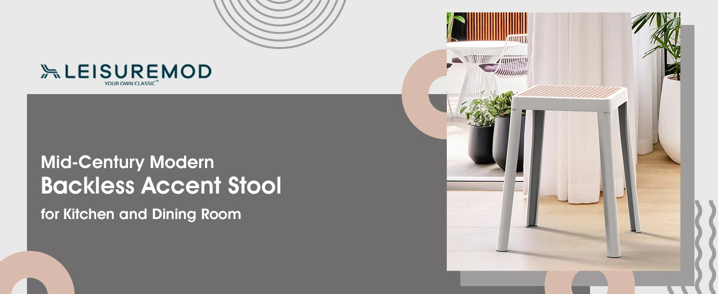 Tresse Series Stackable Poly Stool With Wicker Top 12 in White