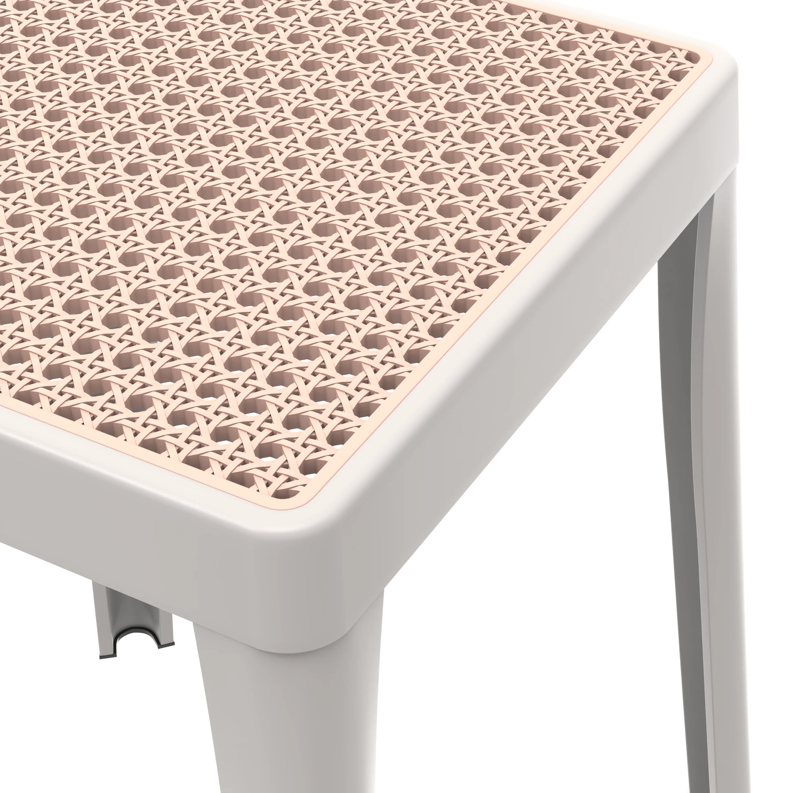 Tresse Series Stackable Poly Stool With Wicker Top 12 in White