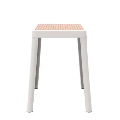 Tresse Series Stackable Poly Stool With Wicker Top 12 in White