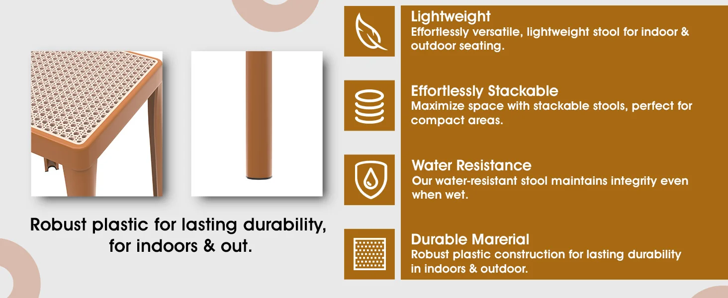 Tresse Series Stackable Poly Stool With Wicker Top 12 in Yellow