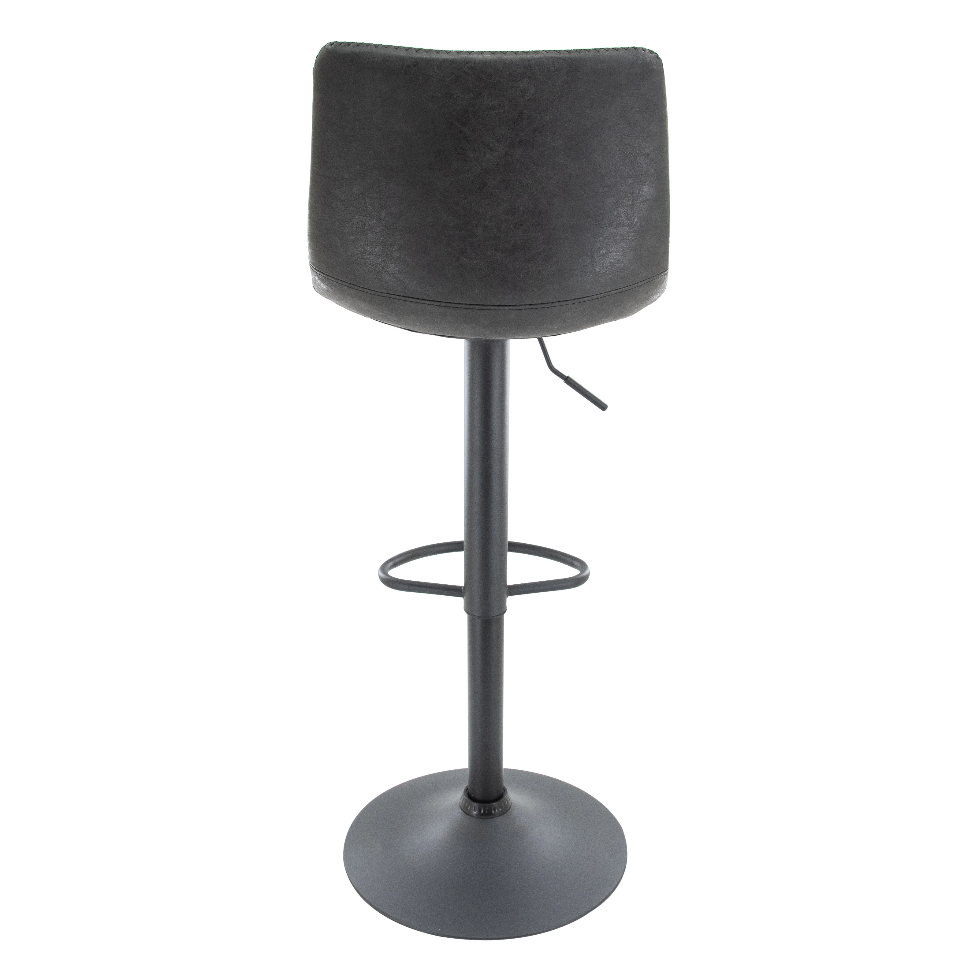 Tilbury Modern Adjustable Bar Stool With Footrest & 360-Degree Swivel in Charcoal Black