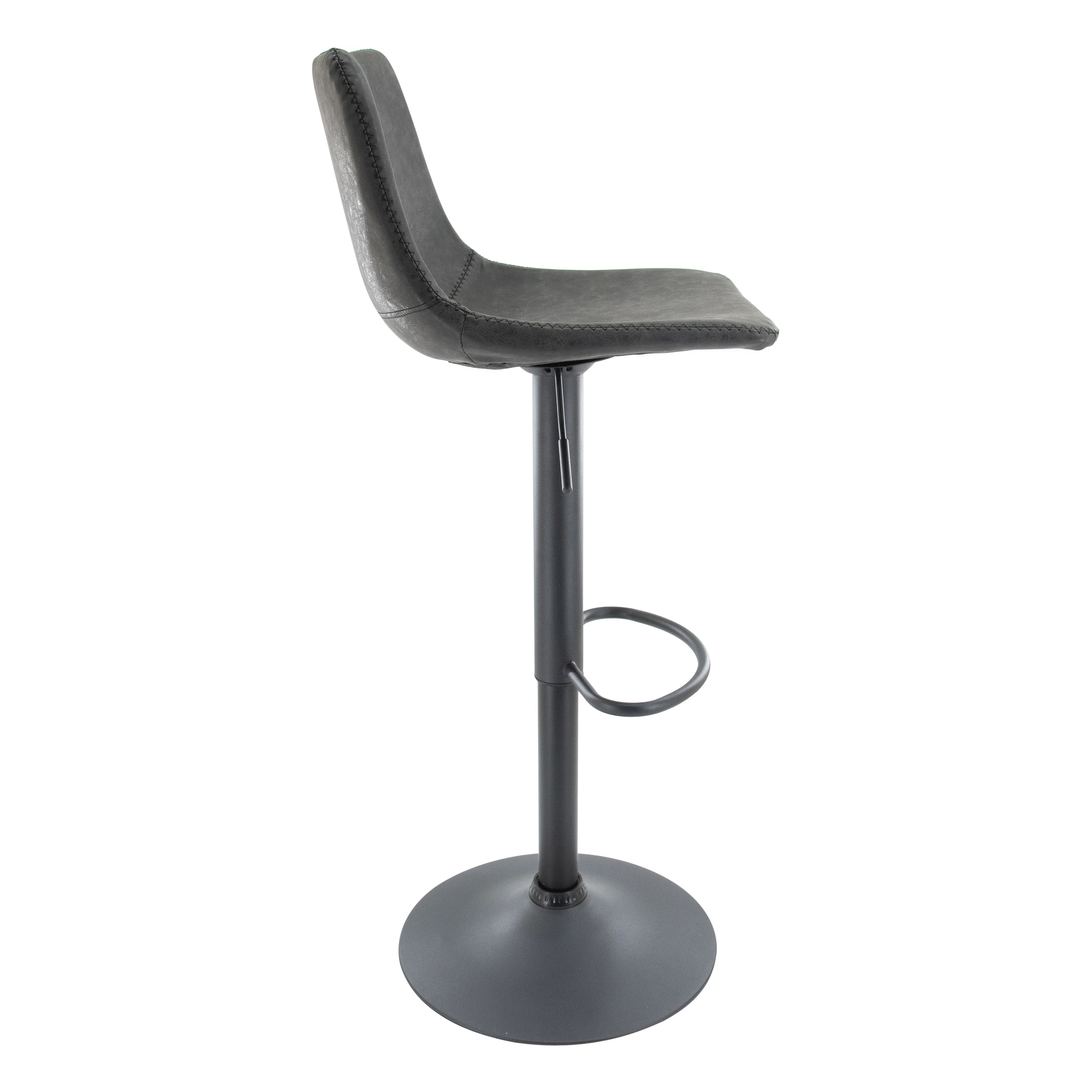 Tilbury Modern Adjustable Bar Stool With Footrest & 360-Degree Swivel Set of 2 in Charcoal Black