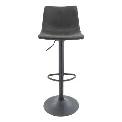 Tilbury Modern Adjustable Bar Stool With Footrest & 360-Degree Swivel Set of 2 in Charcoal Black