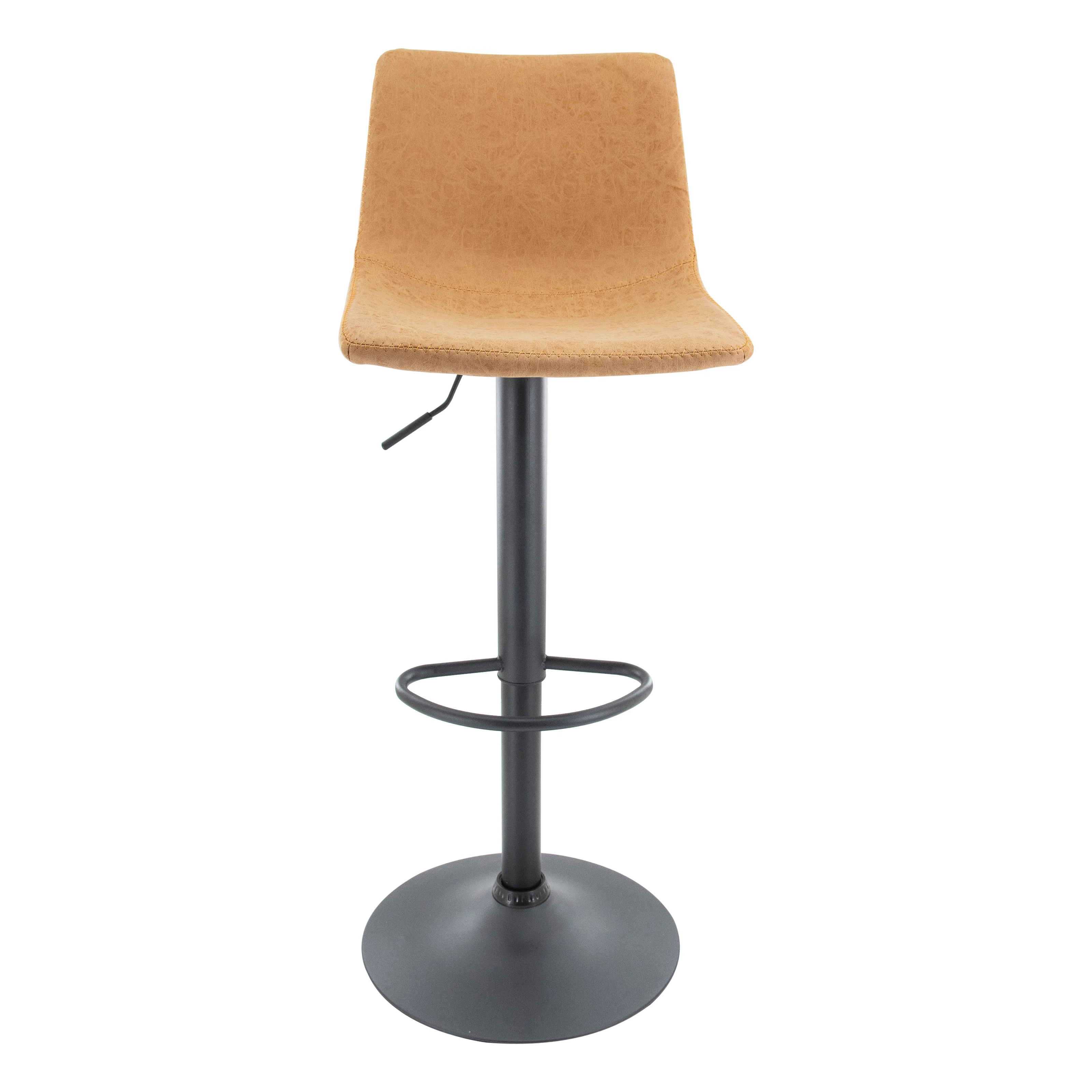 Tilbury Modern Adjustable Bar Stool With Footrest & 360-Degree Swivel Set of 2 in Light Brown
