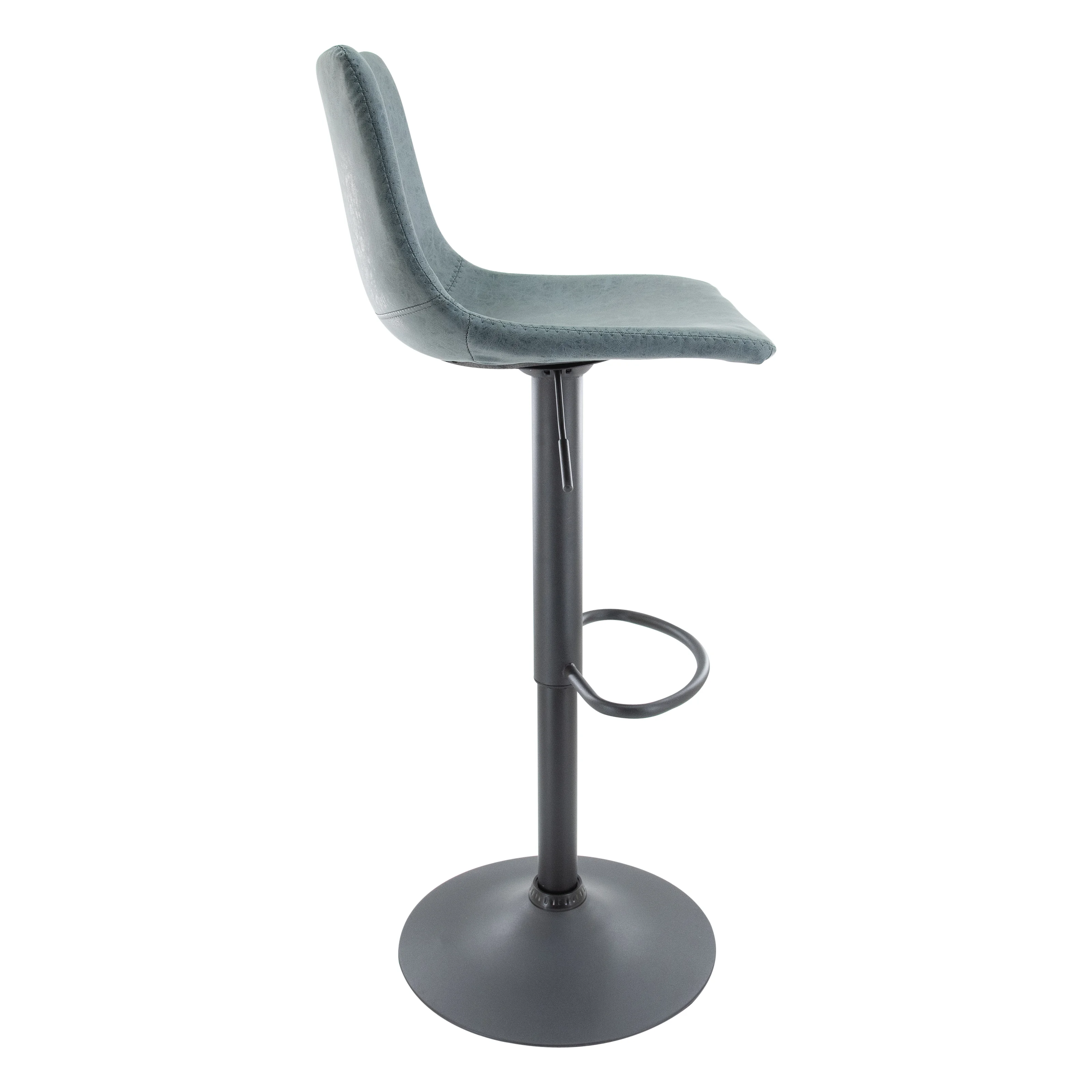 Tilbury Modern Adjustable Bar Stool With Footrest & 360-Degree Swivel in Peacock Blue