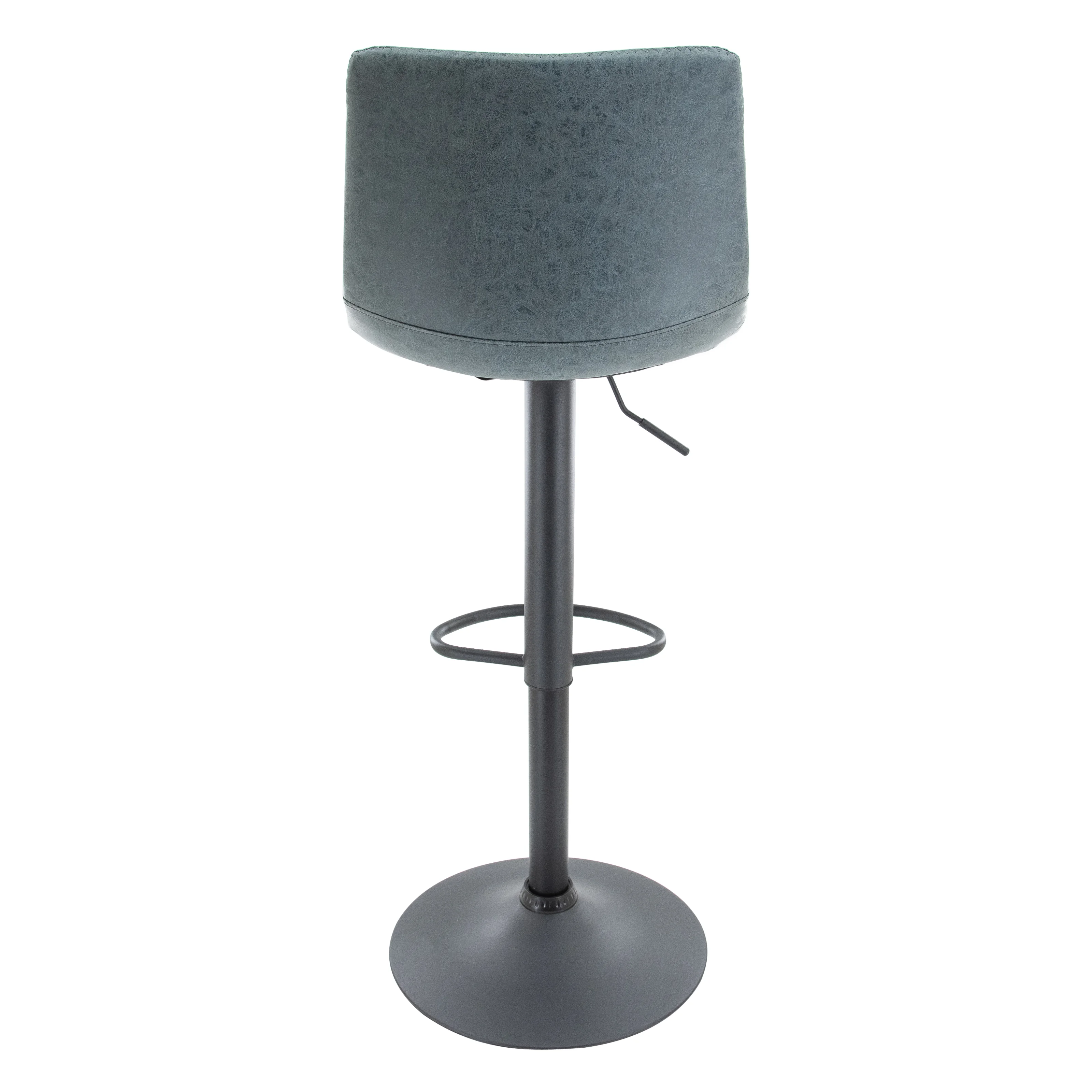 Tilbury Modern Adjustable Bar Stool With Footrest & 360-Degree Swivel in Peacock Blue