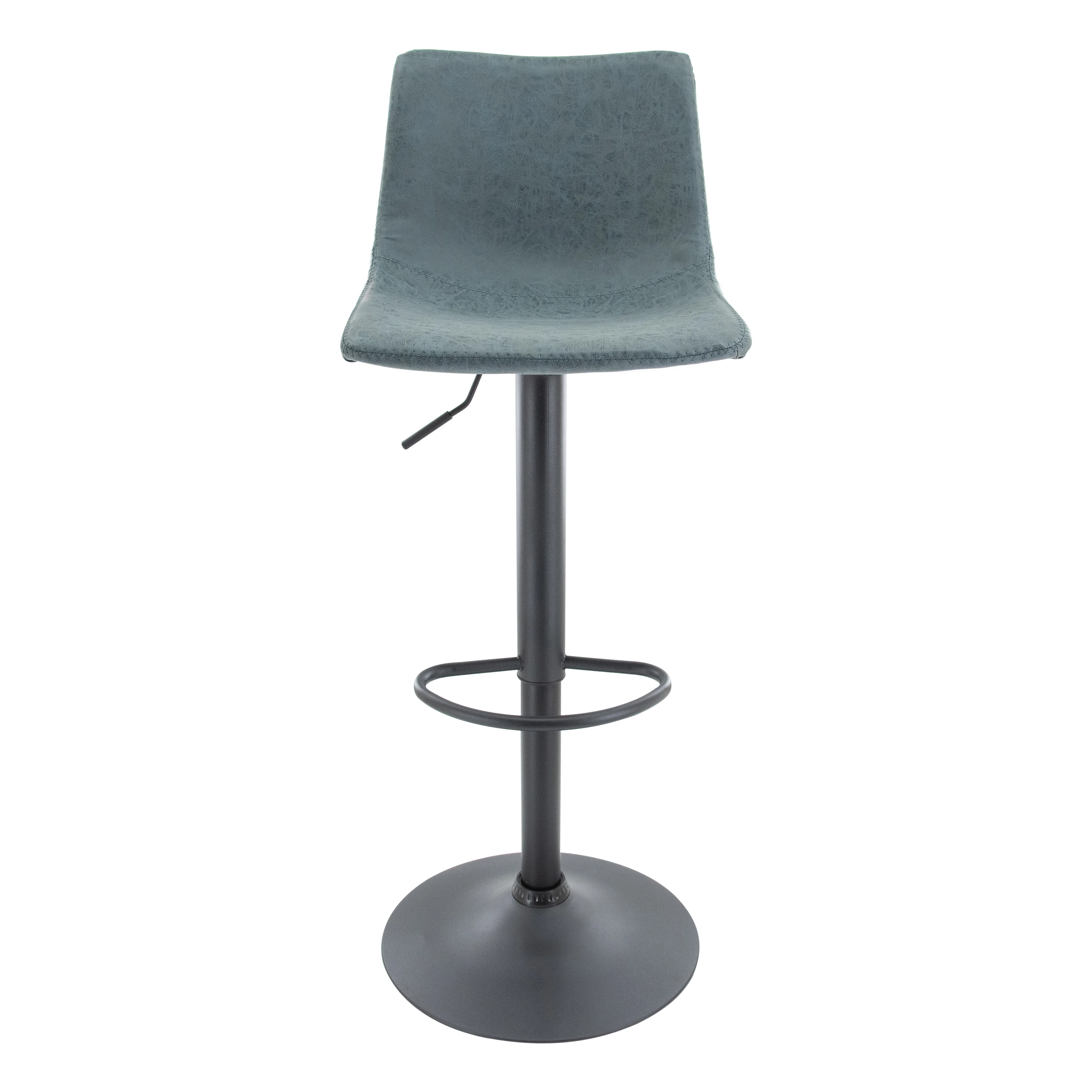 Tilbury Modern Adjustable Bar Stool With Footrest & 360-Degree Swivel in Peacock Blue