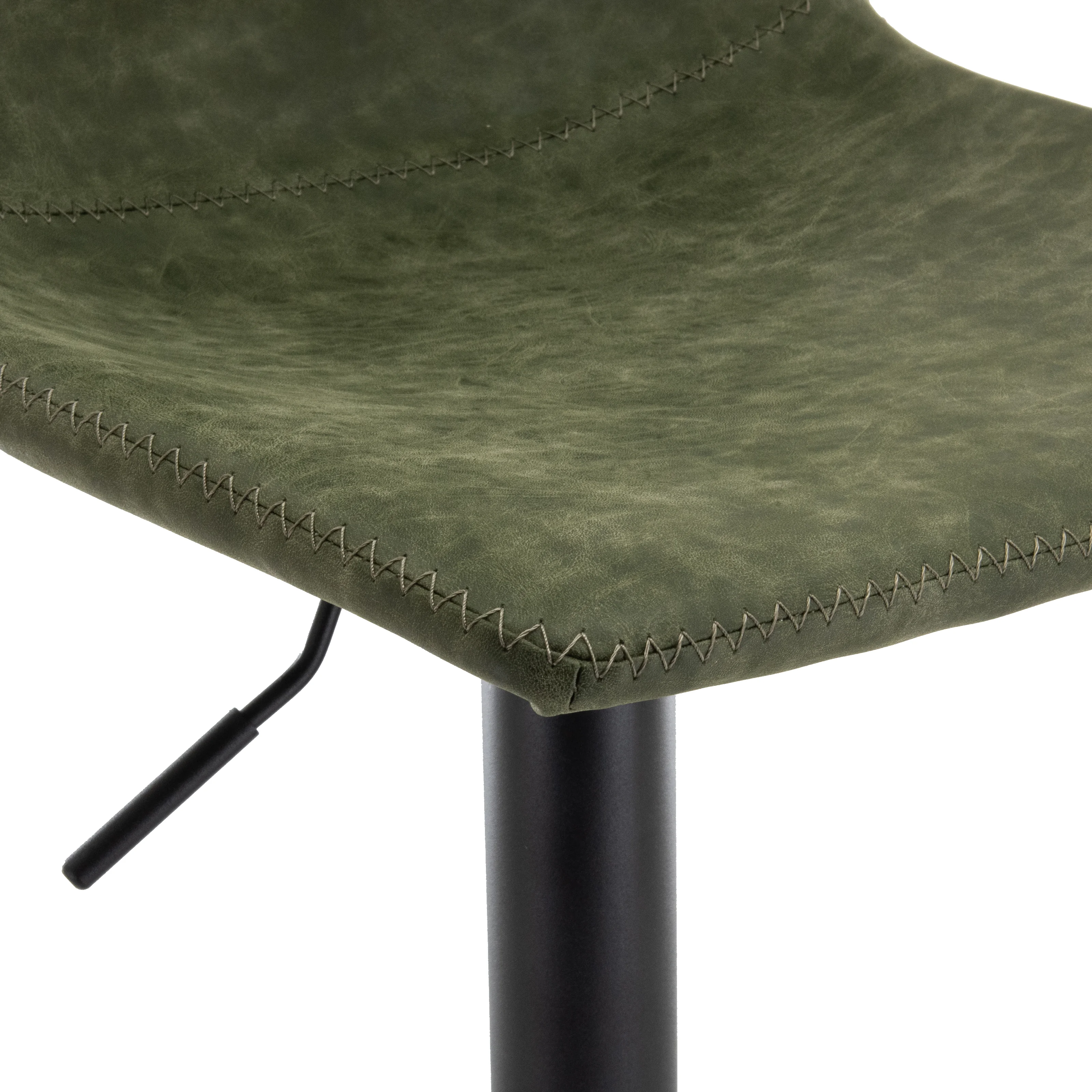 Tilbury Modern Adjustable Bar Stool With Footrest & 360-Degree Swivel in Olive Green